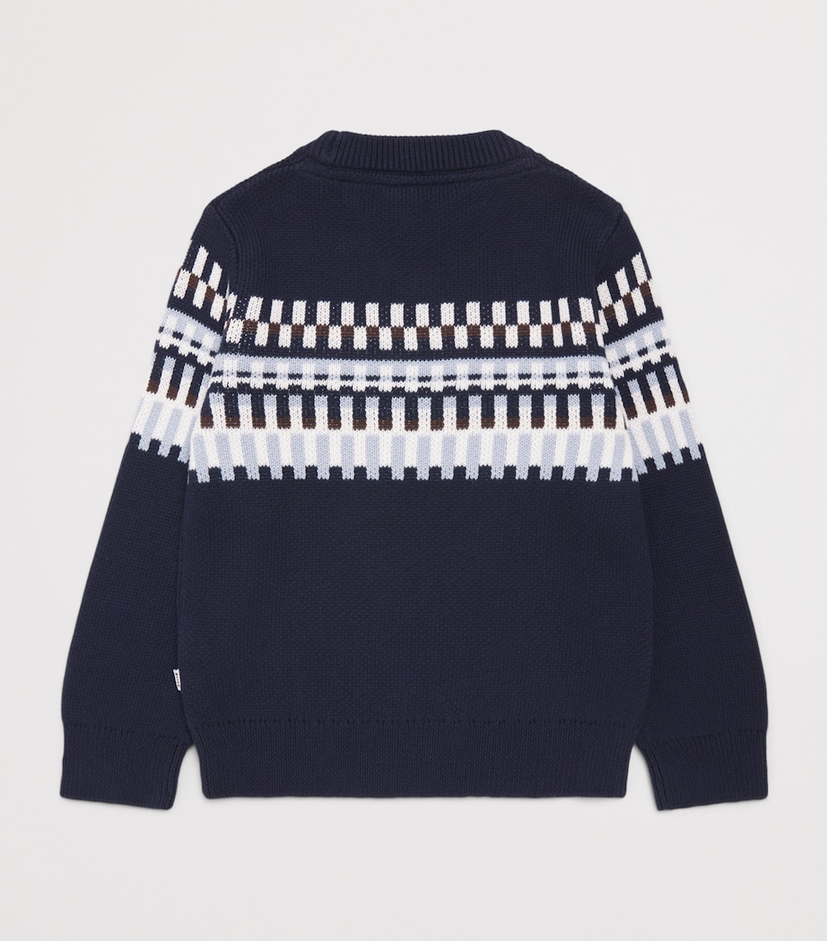 BOSS Kidswear Cotton Jacquard Sweater (4-16 Years) Navy Image 2