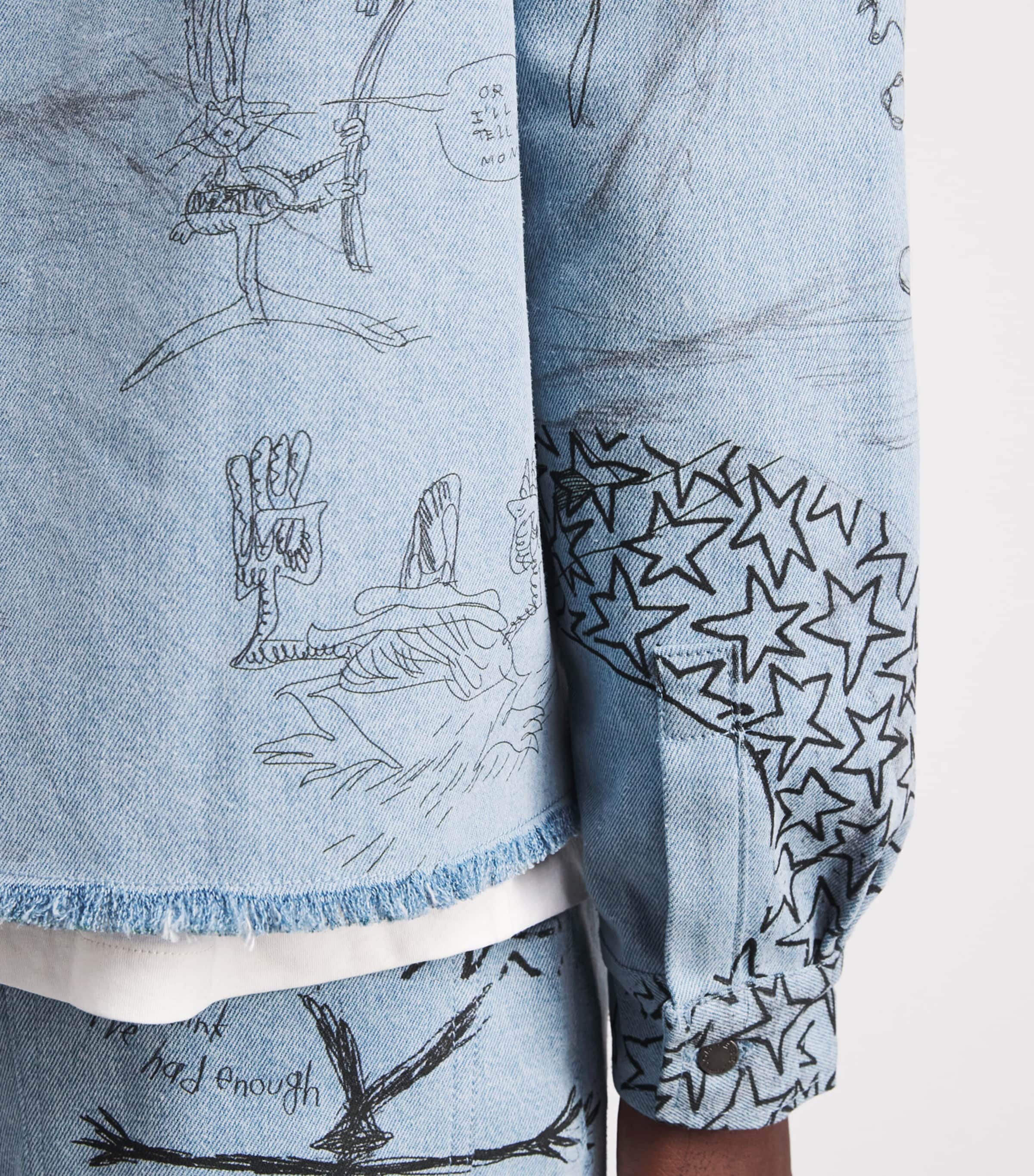 DOMREBEL Mens Sketchy Denim Overshirt Light Blue Image 3