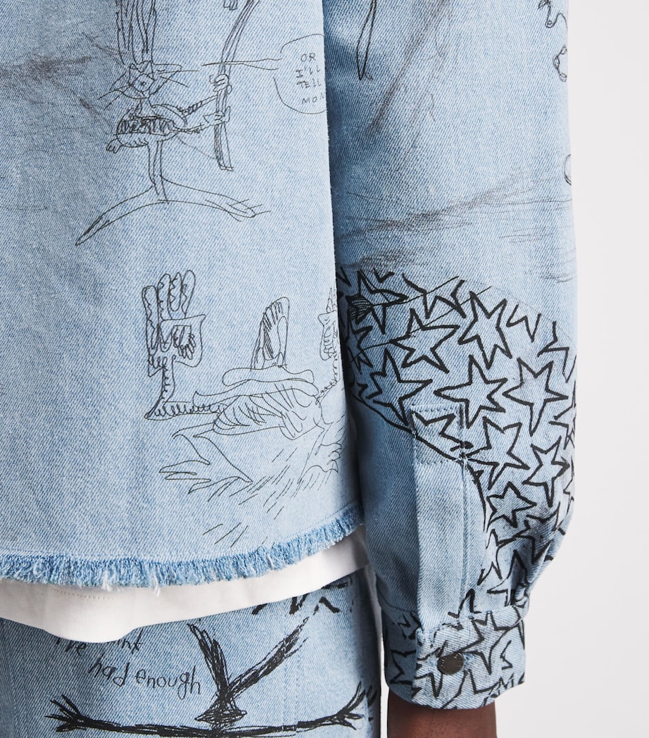 DOMREBEL Mens Sketchy Denim Overshirt Light Blue Image 3
