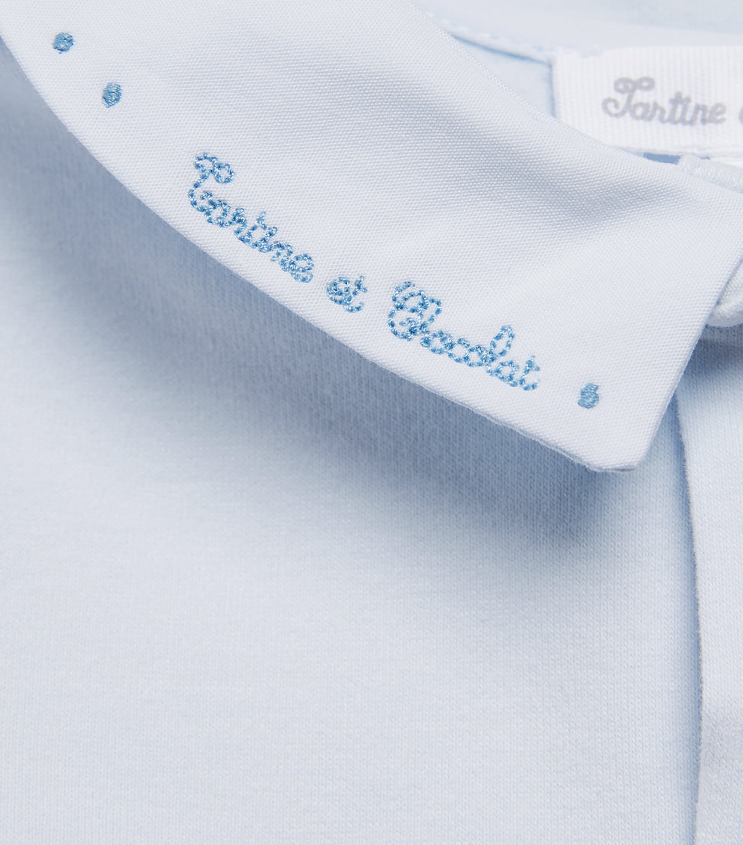 Tartine et Chocolat Stretch-Cotton Embroidered Bodysuit (0-24 Months) Bleu Ciel Image 3