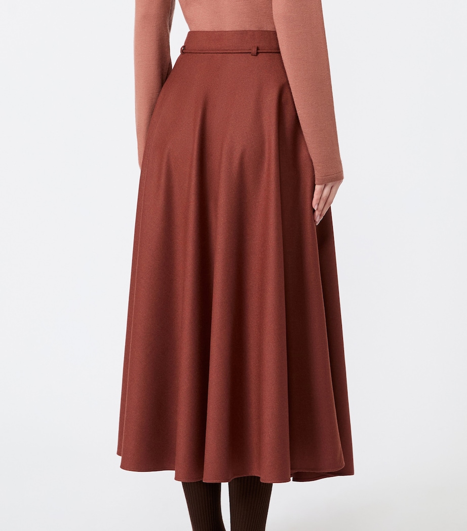 Max Mara Womens Stretch-Cashmere Foule Midi Skirt Brick Red Image 3