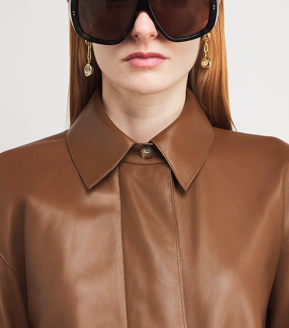 Joseph Womens Nappa Leather Okabe Trench Coat Cinnamon Image 6