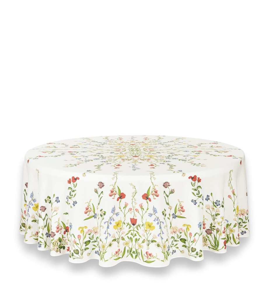 Summerill & Bishop Linen Botanical Wildflower Tablecloth (260cm) White Image 2