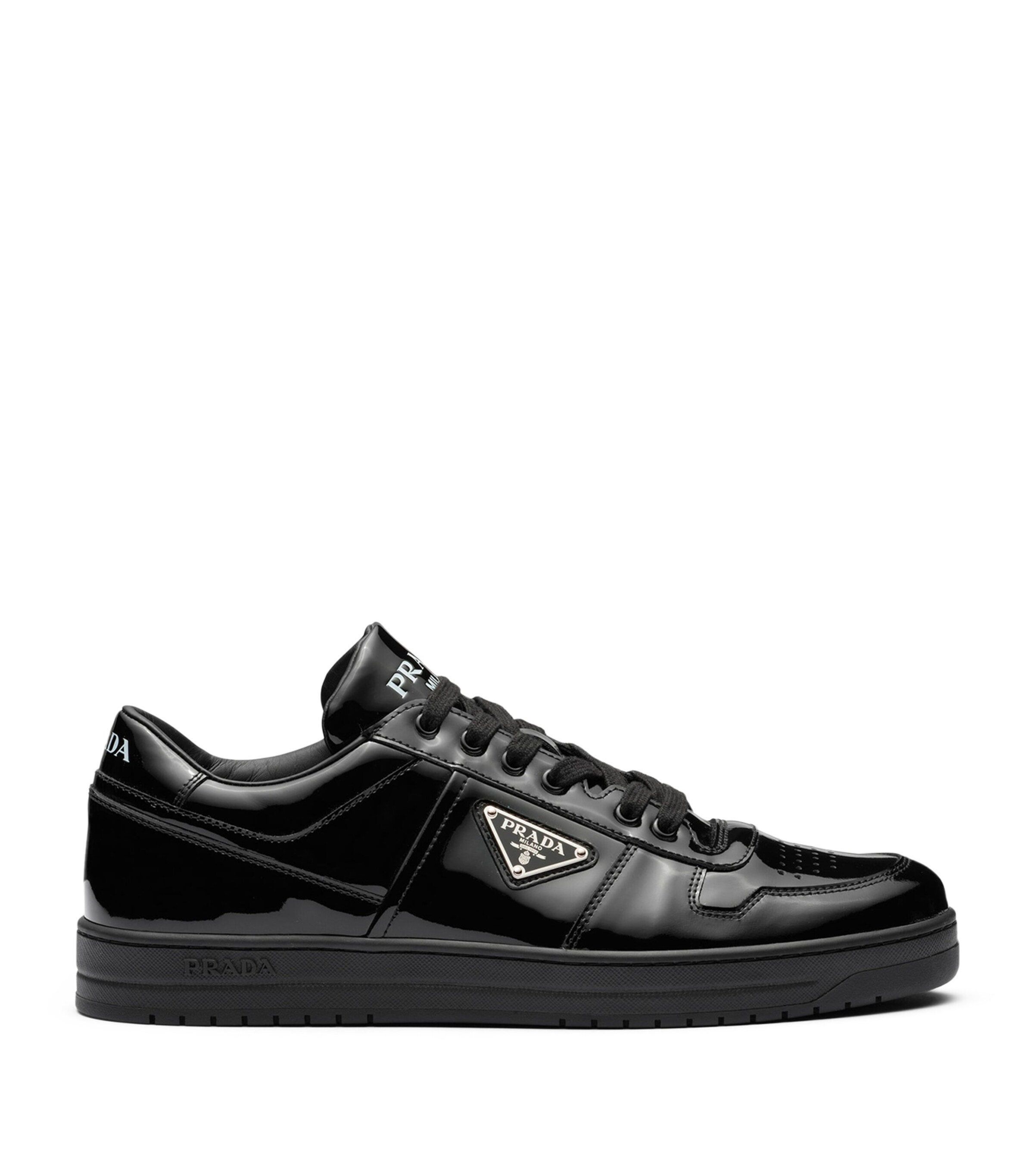 Prada Low Black Re-nylon And Leather Trainer In Black