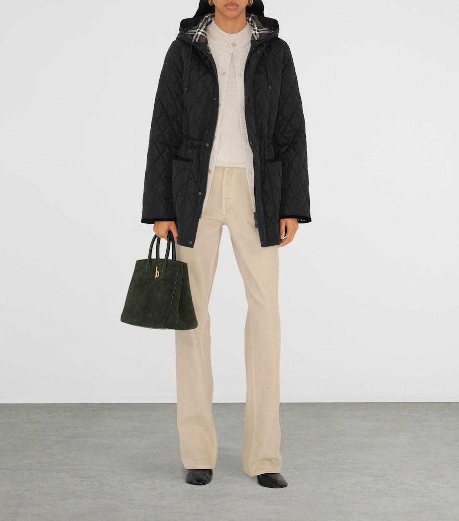 Quilted Corduroy-Trim Parka BLACK Image 2