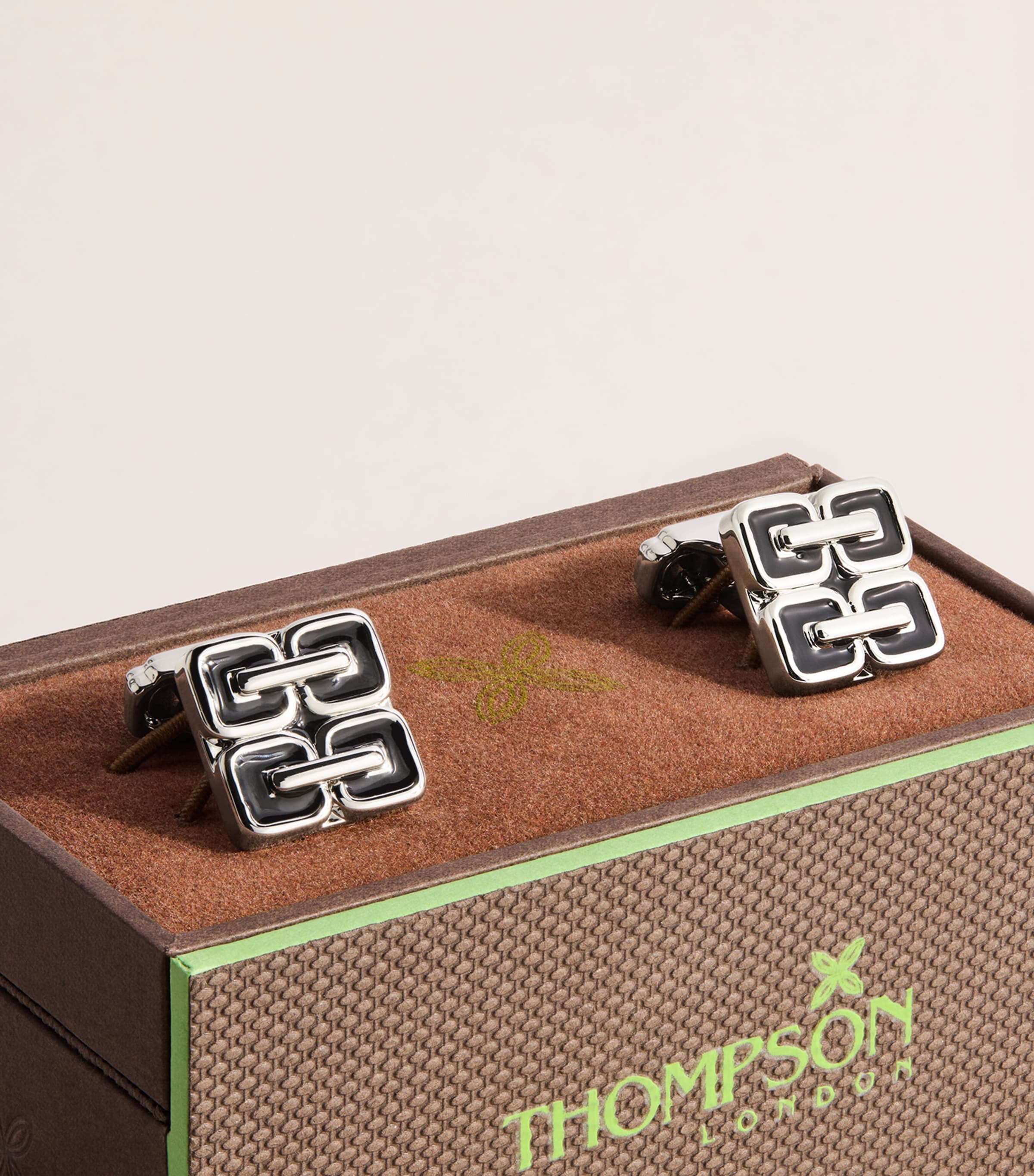 Tateossian Enamelled Thompson Cufflinks Black Image 3