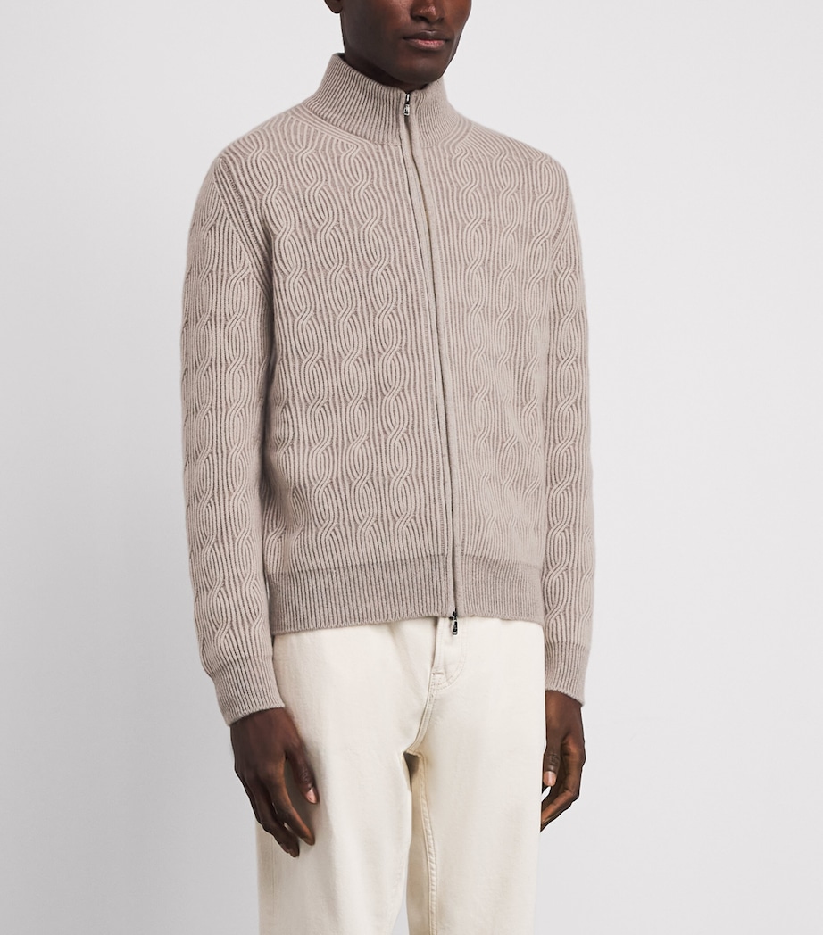 Fioroni Cashmere Mens Cashmere Cable-Knit Zip-Up Sweatshirt Sabbi Image 4