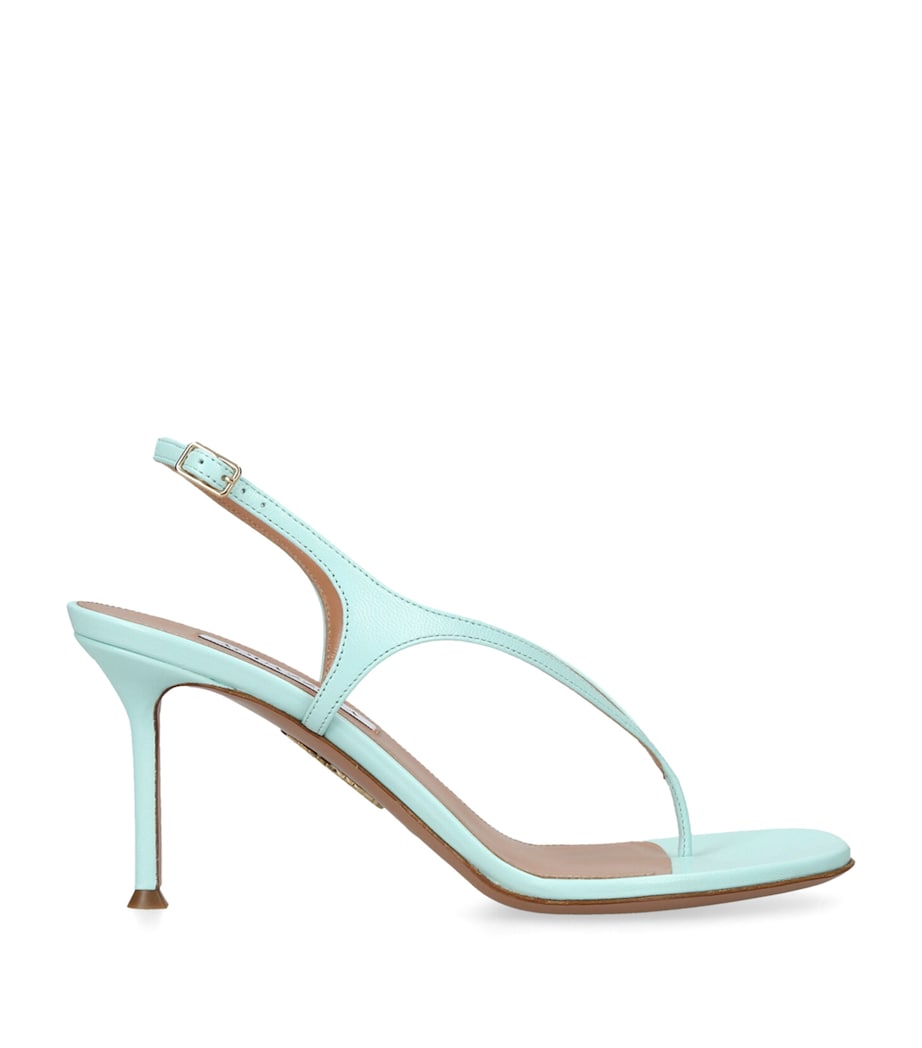 Aquazzura Leather Bikini Thong Sandals 75 Pale Blue Image 1