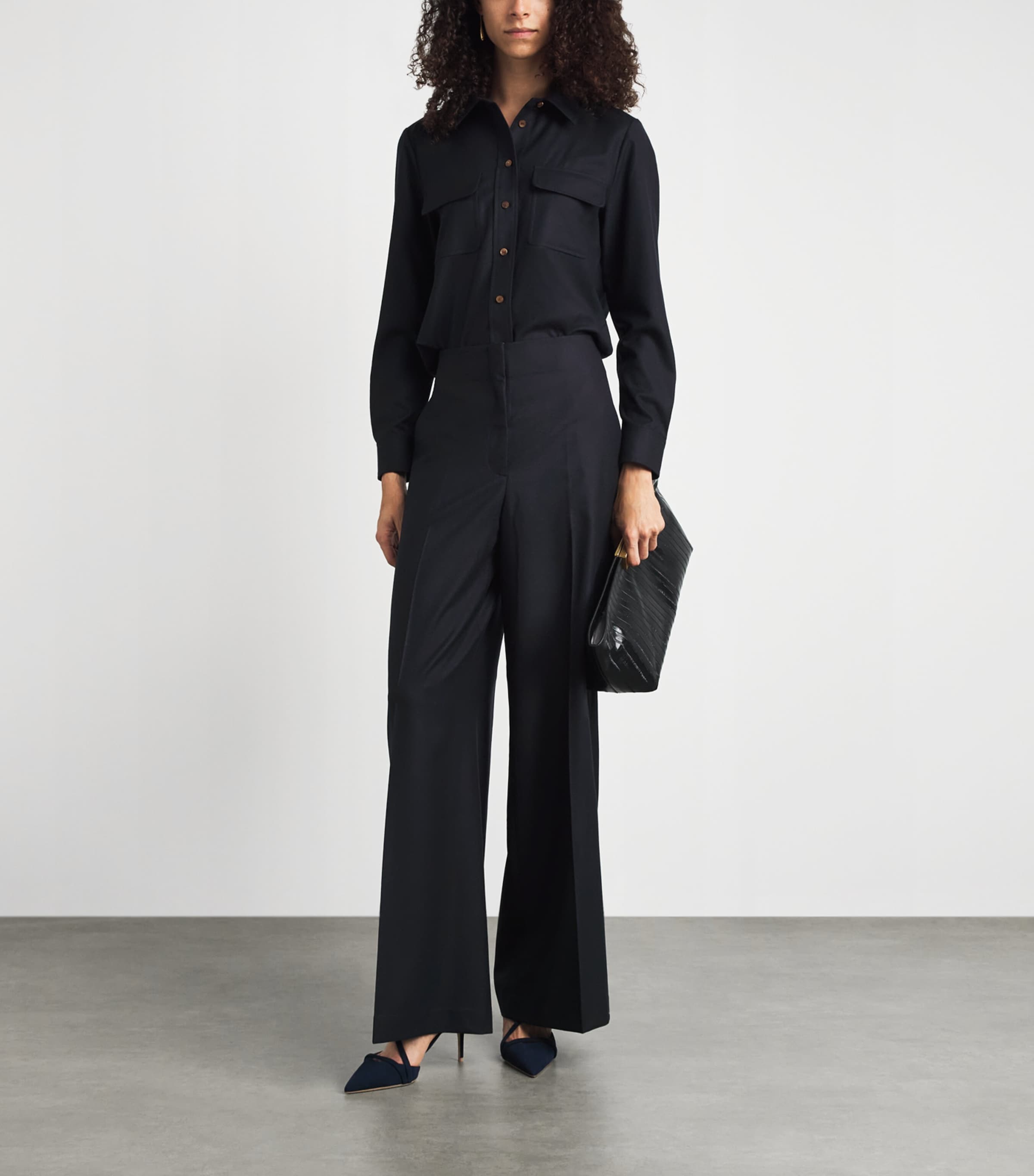 Lafayette 148 Womens Wool Shirt Ink Image 2