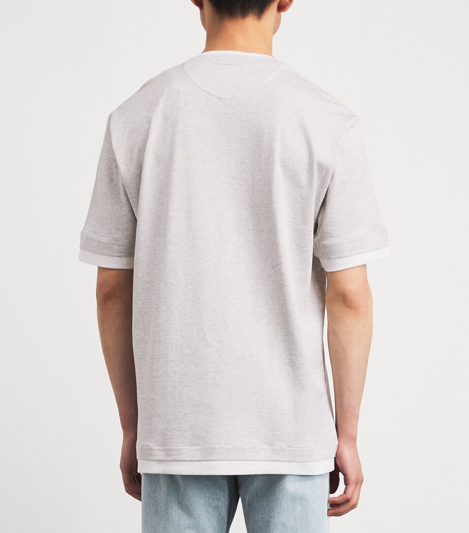 Eleventy Mens Cotton Double Hem T-Shirt Gr Chiaro, Bianco Image 5