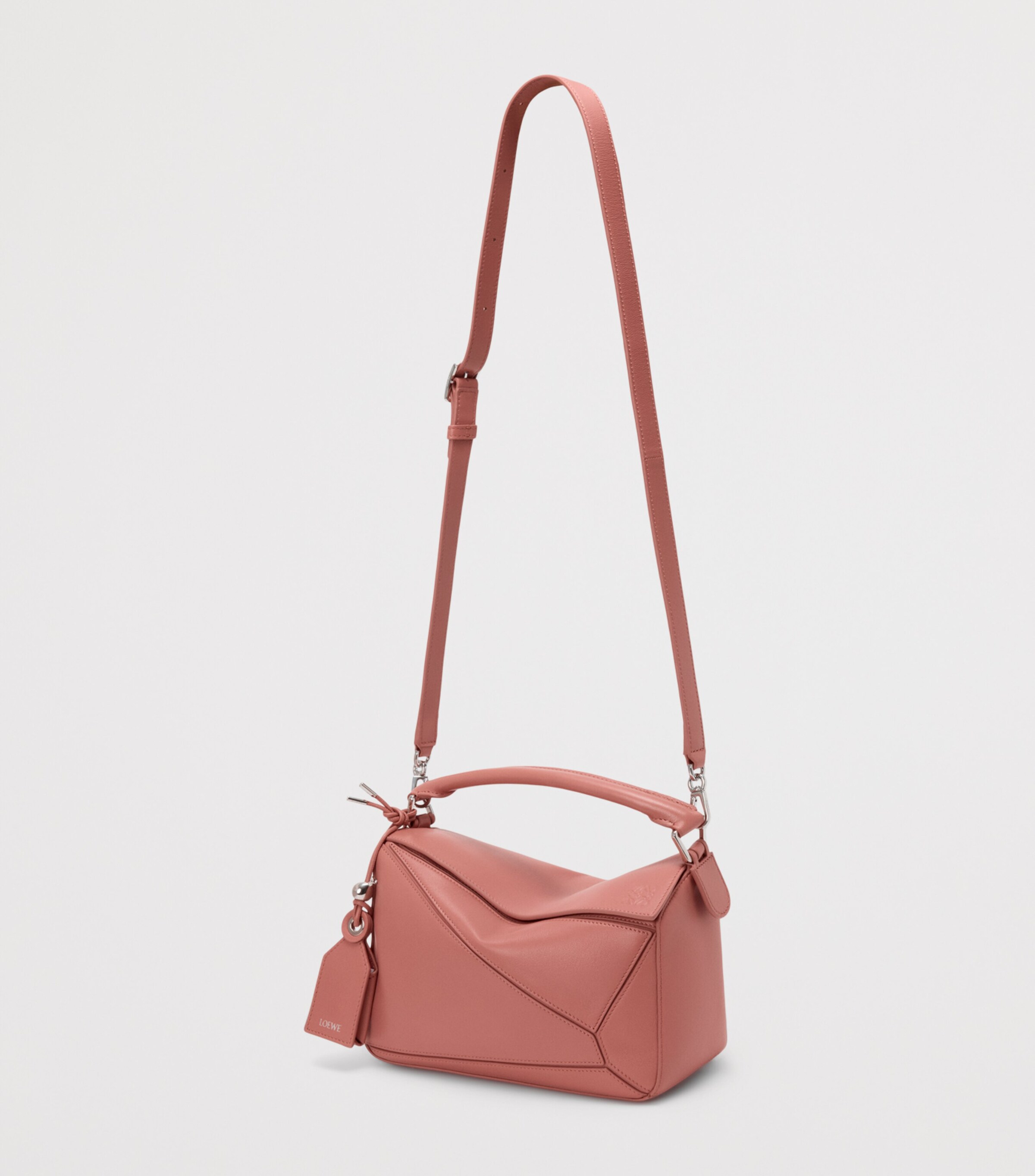 LOEWE Small Leather Featherlight Puzzle Top-Handle Bag Blush Image 10