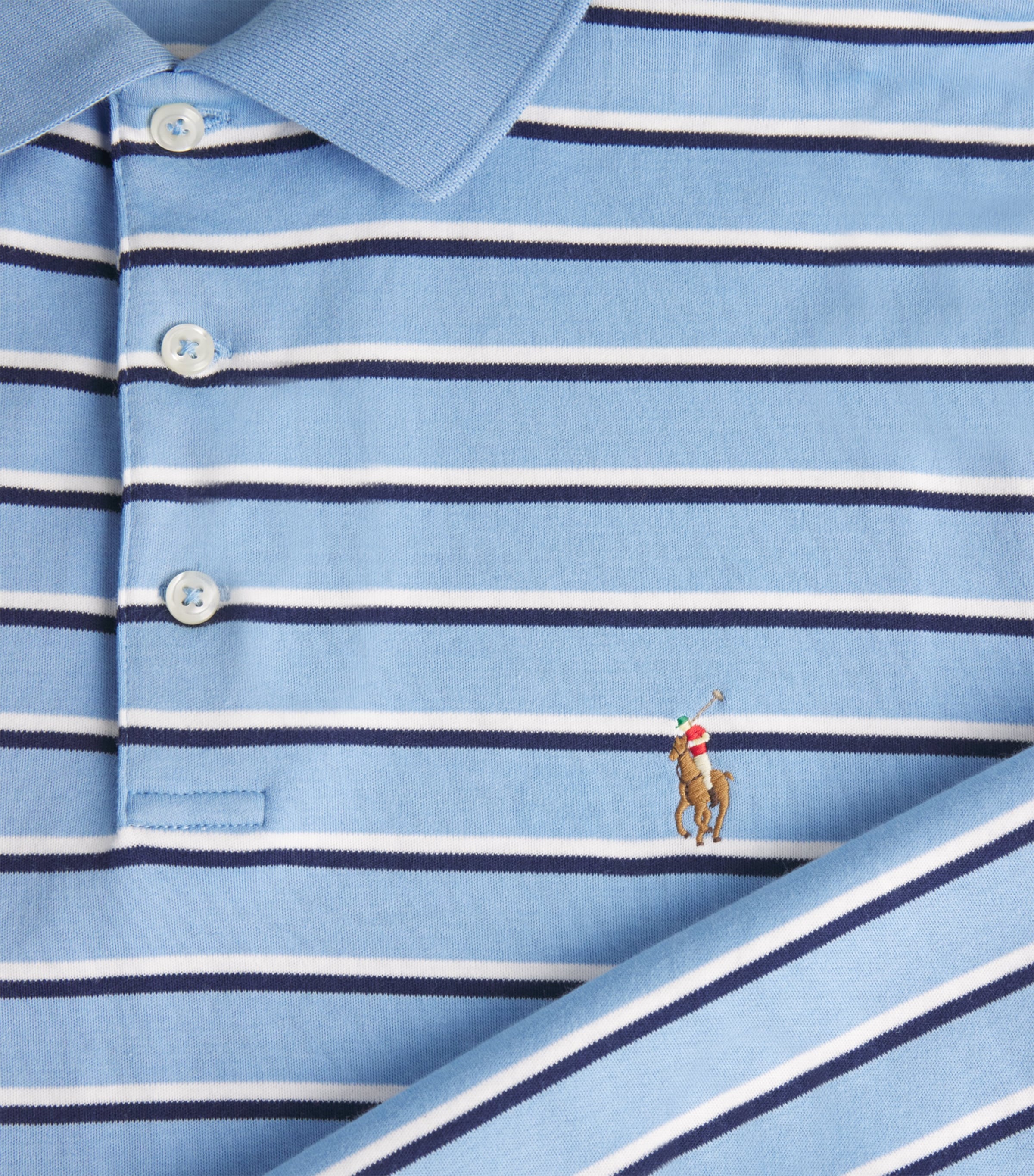 Pima Cotton Stripe Slim Polo Shirt SKY BLUE MULTI Image 5