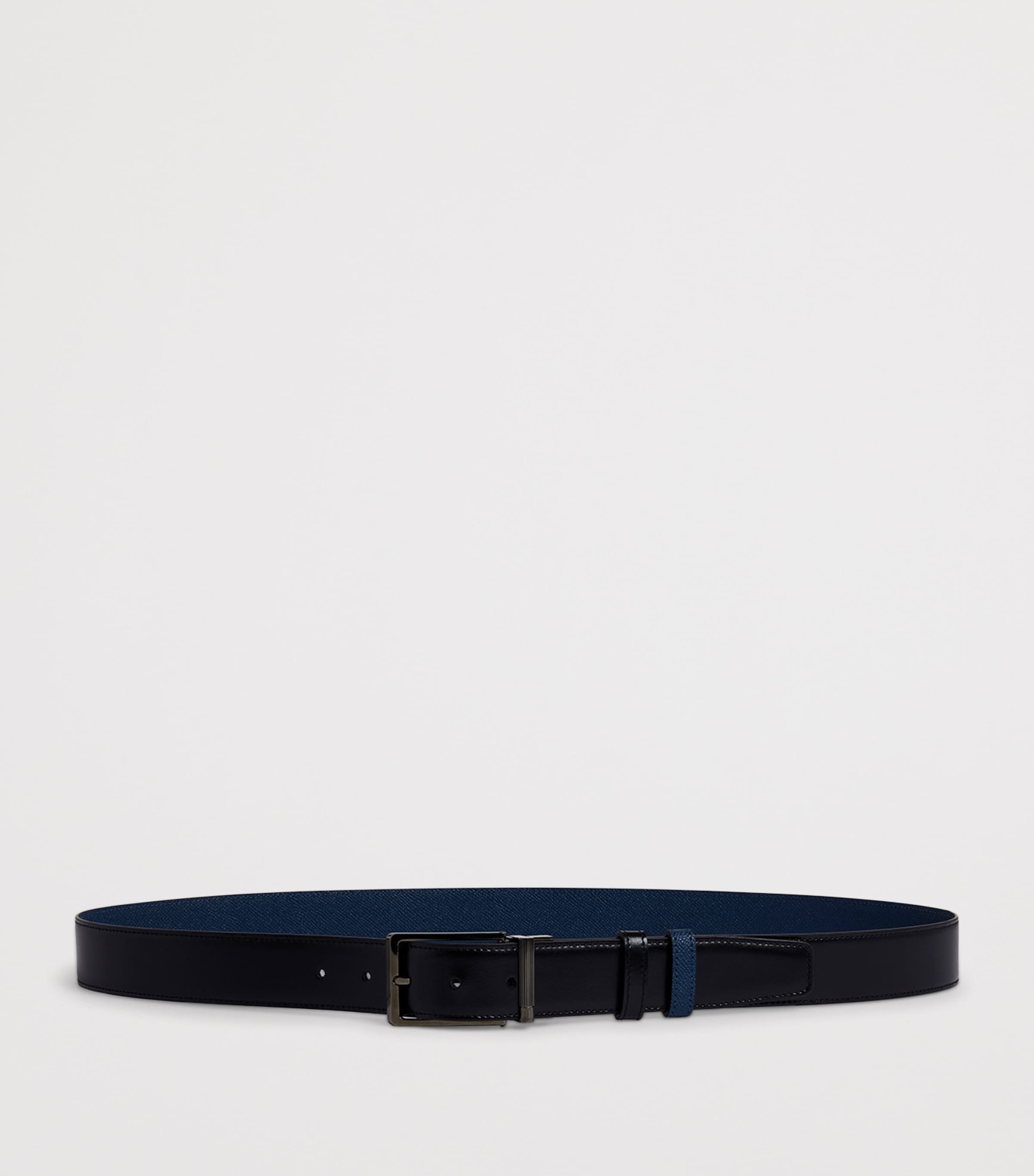 Leather Reversible Rounded Roller Buckle Belt 001BLACK Image 2