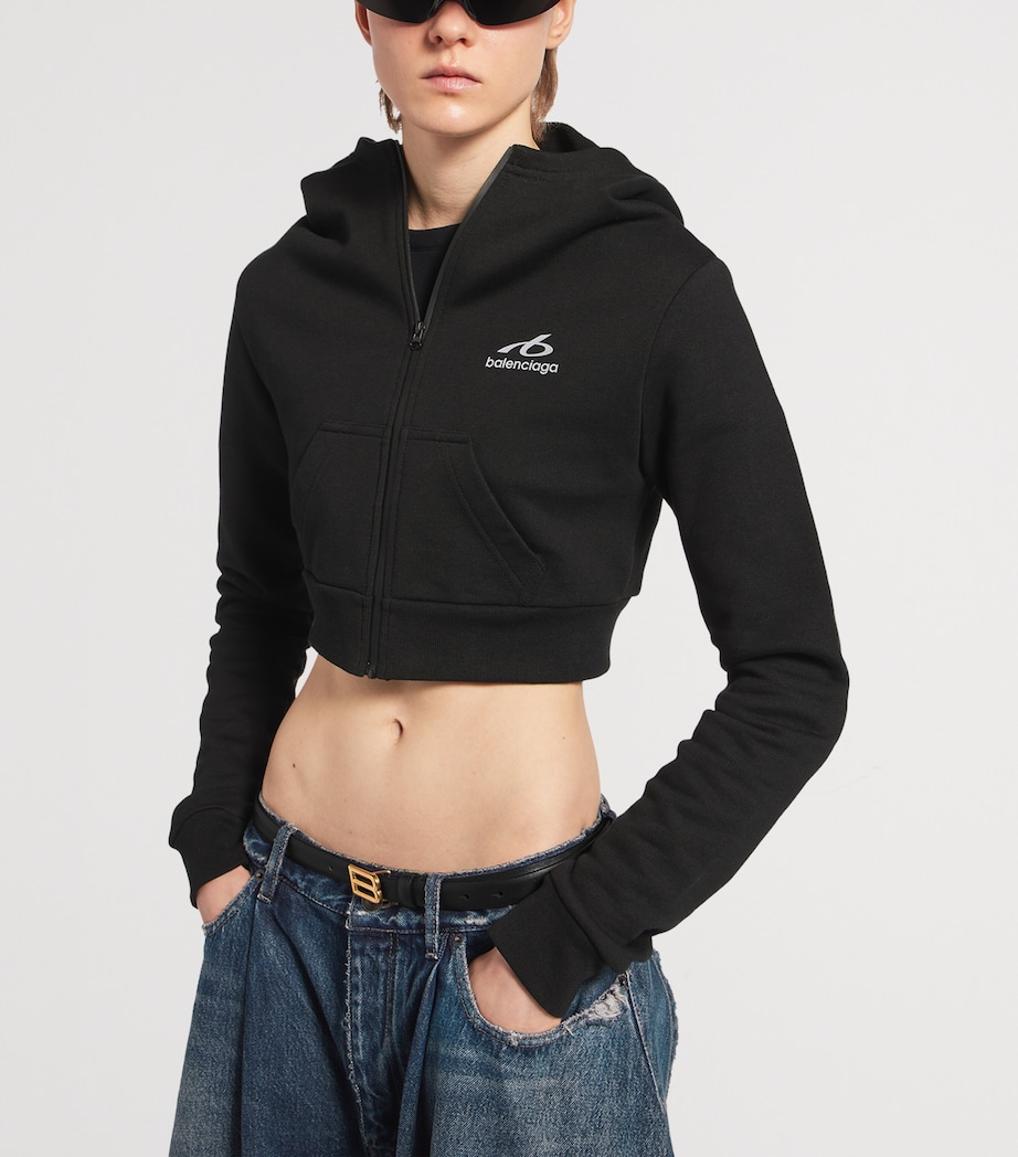 Balenciaga Womens Cropped Zip-Up Hoodie Image 5