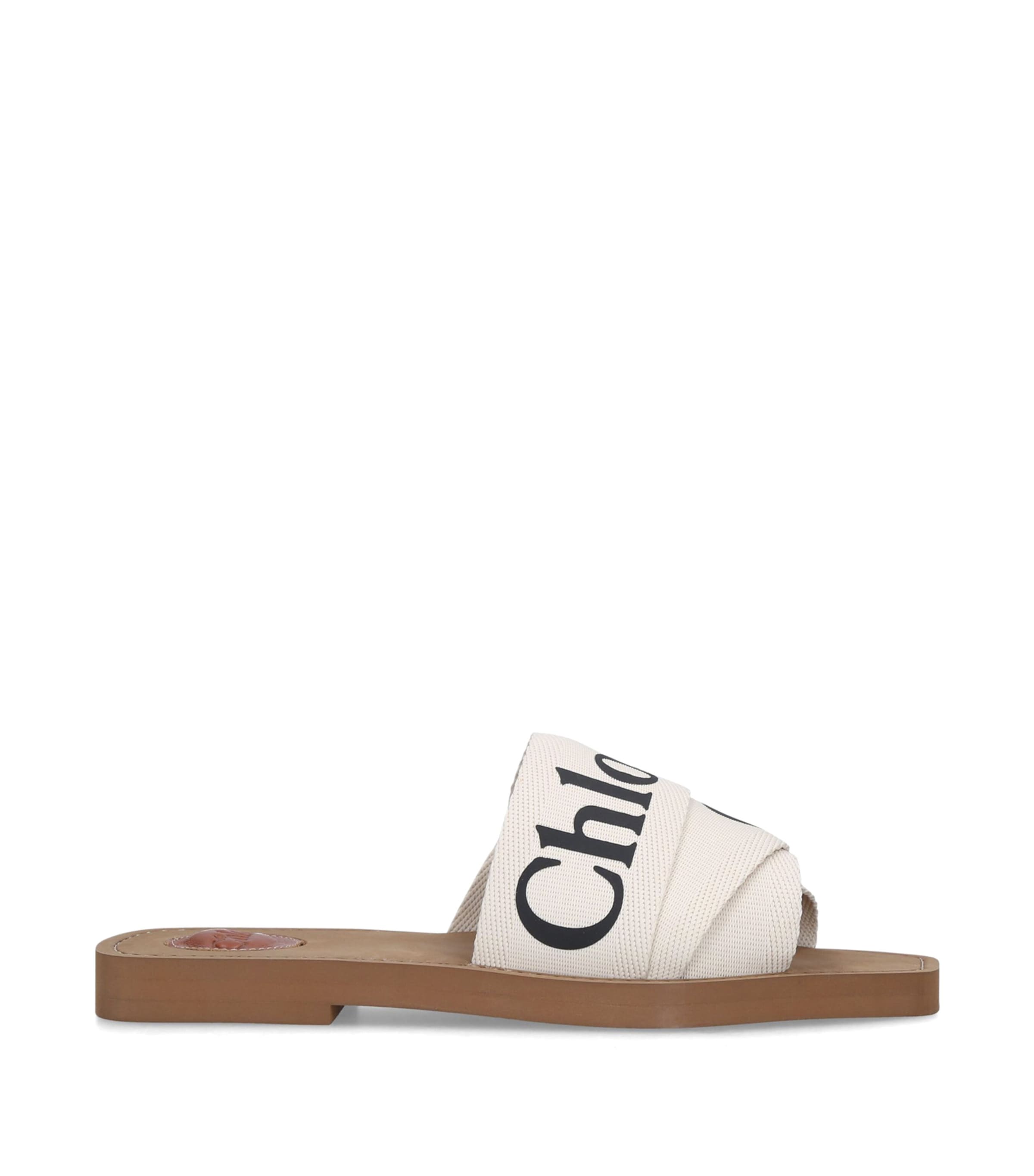 Canvas Jacquard Woody Sandals WHITE Image 3