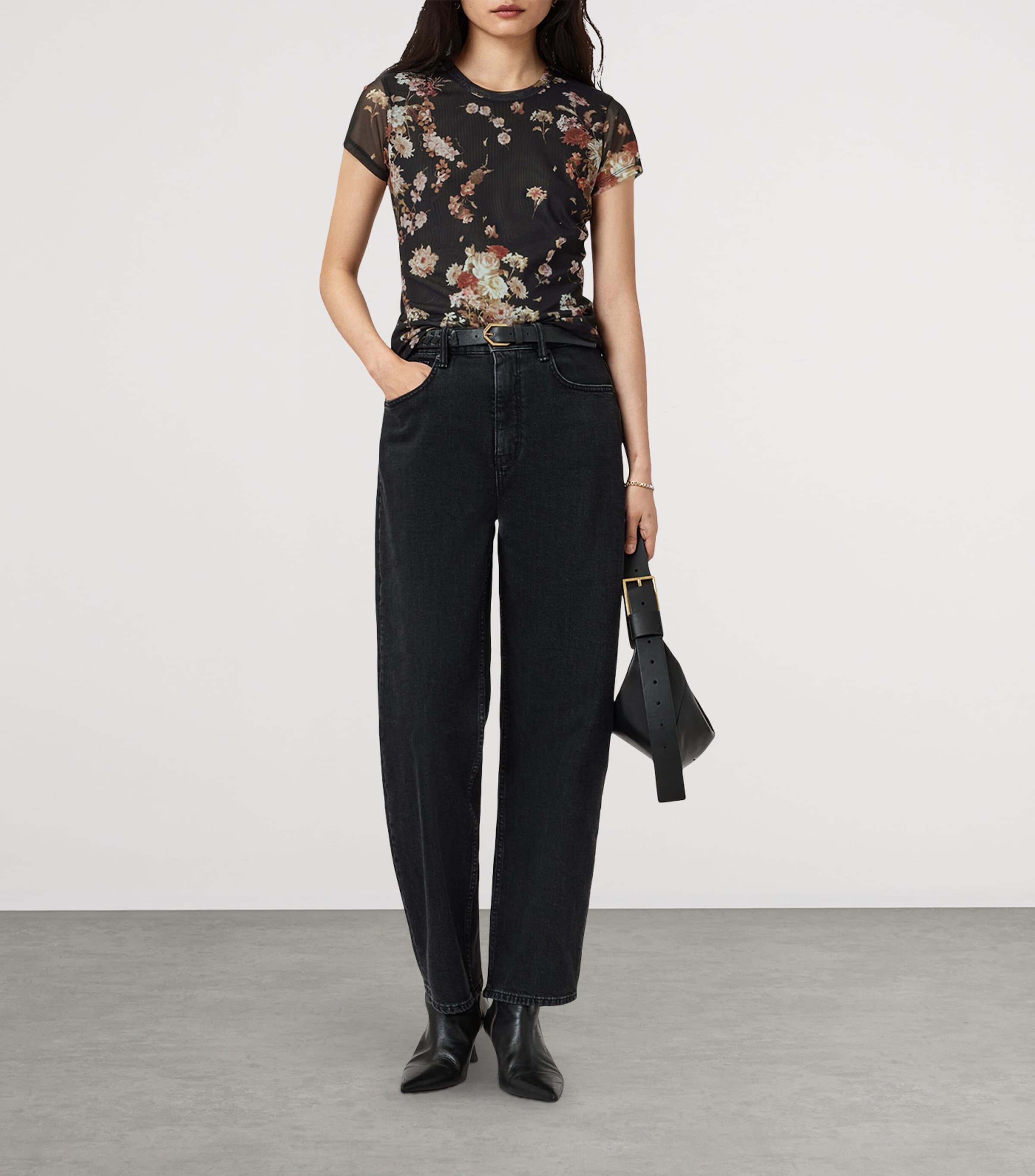 Floral Print Ellie T-Shirt ARMADA BLACK Image 3