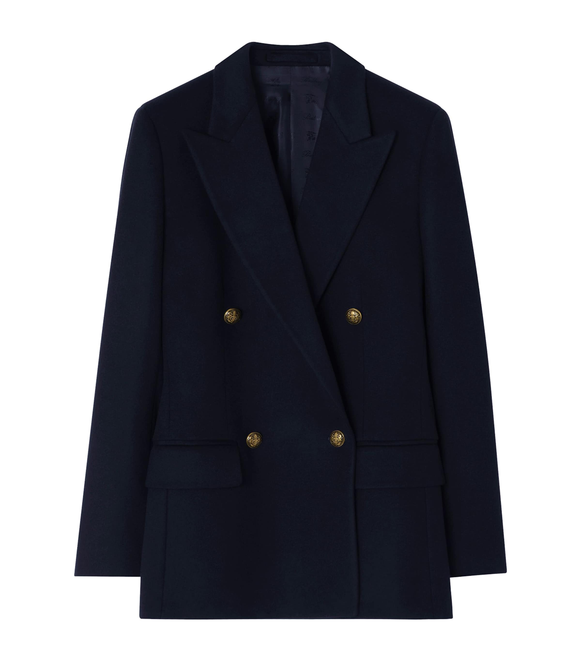 Burberry Womens Cashmere Double-Breasted Jacket Navy Image 1