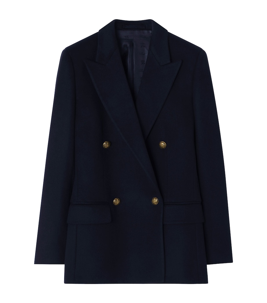 Burberry Womens Cashmere Double-Breasted Jacket Navy Image 1