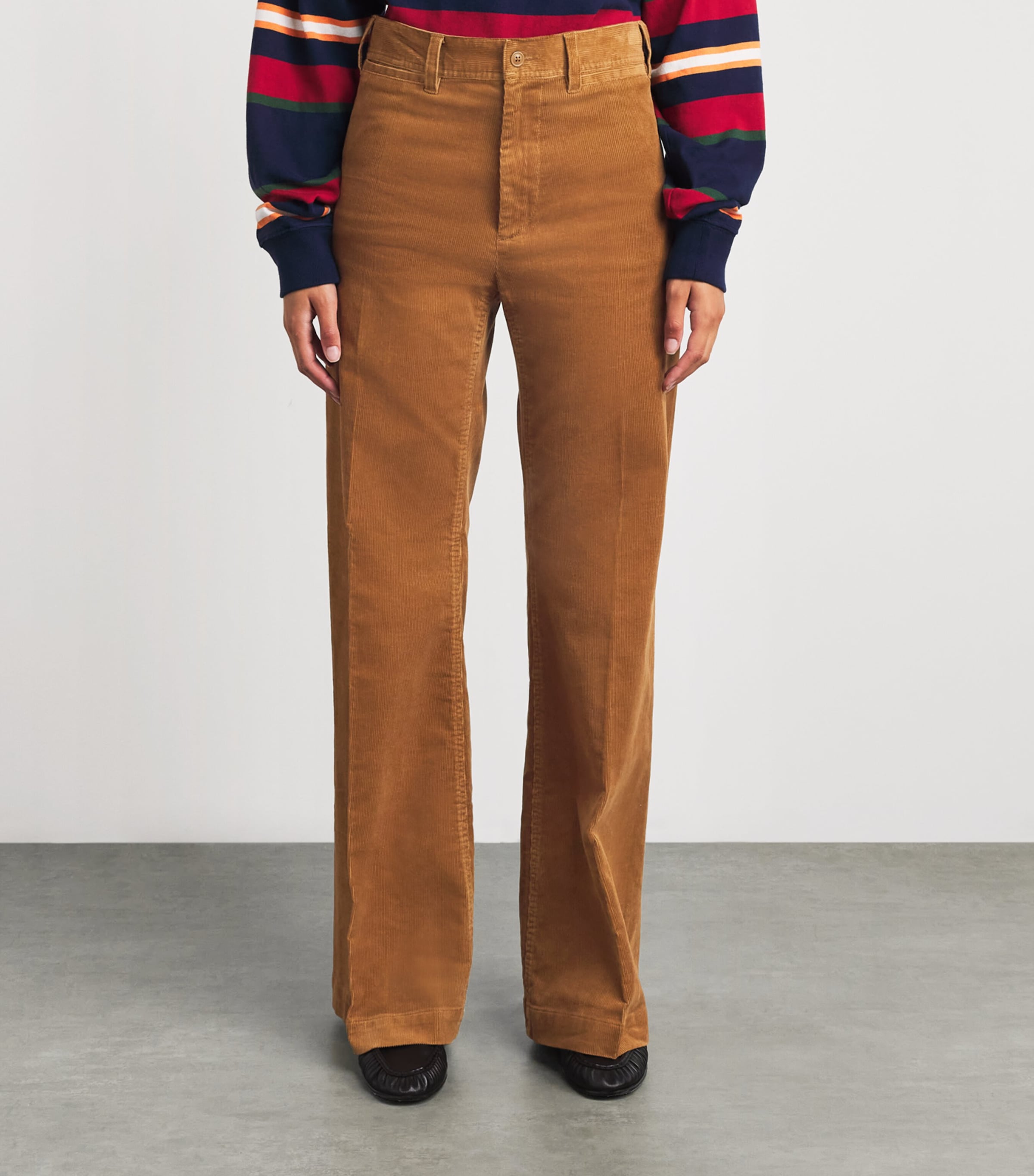 Polo Ralph Lauren Womens Corduroy Beaton Flare Trousers Tan Image 4