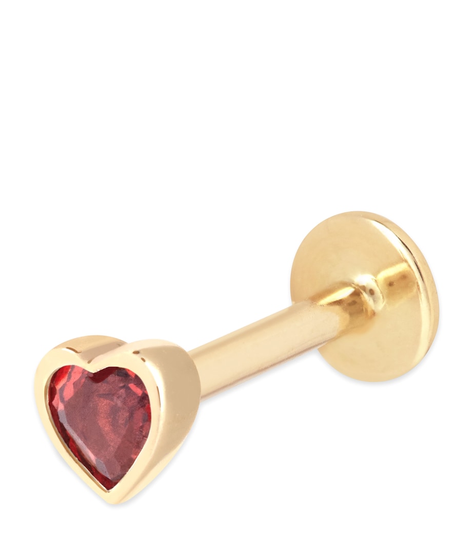 Gold and Garnet Pink Heart Single Stud Earring GOLD Image 1