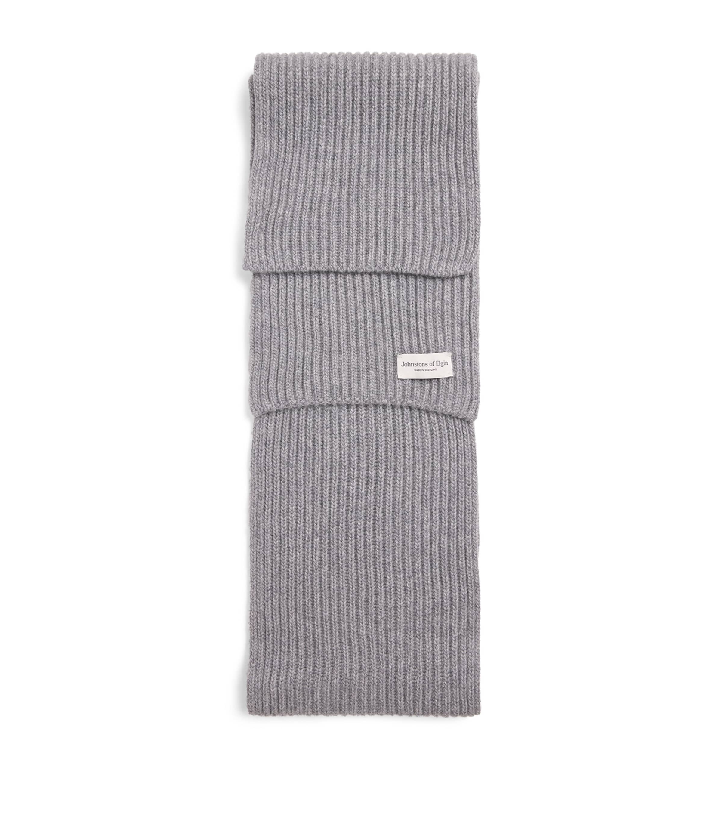 Johnstons Of Elgin Cashmere Lovat Ribbed Scarf Storm Grey Image 1