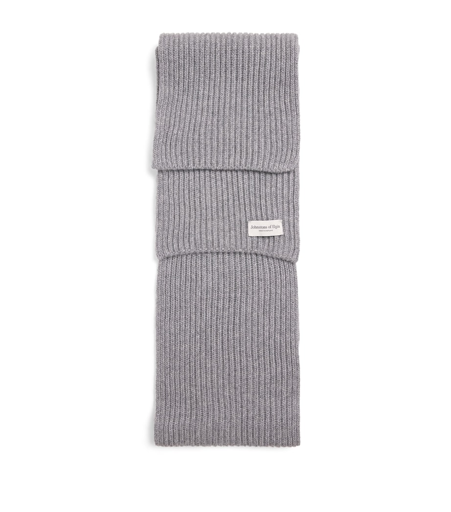 Johnstons Of Elgin Cashmere Lovat Ribbed Scarf Storm Grey Image 1