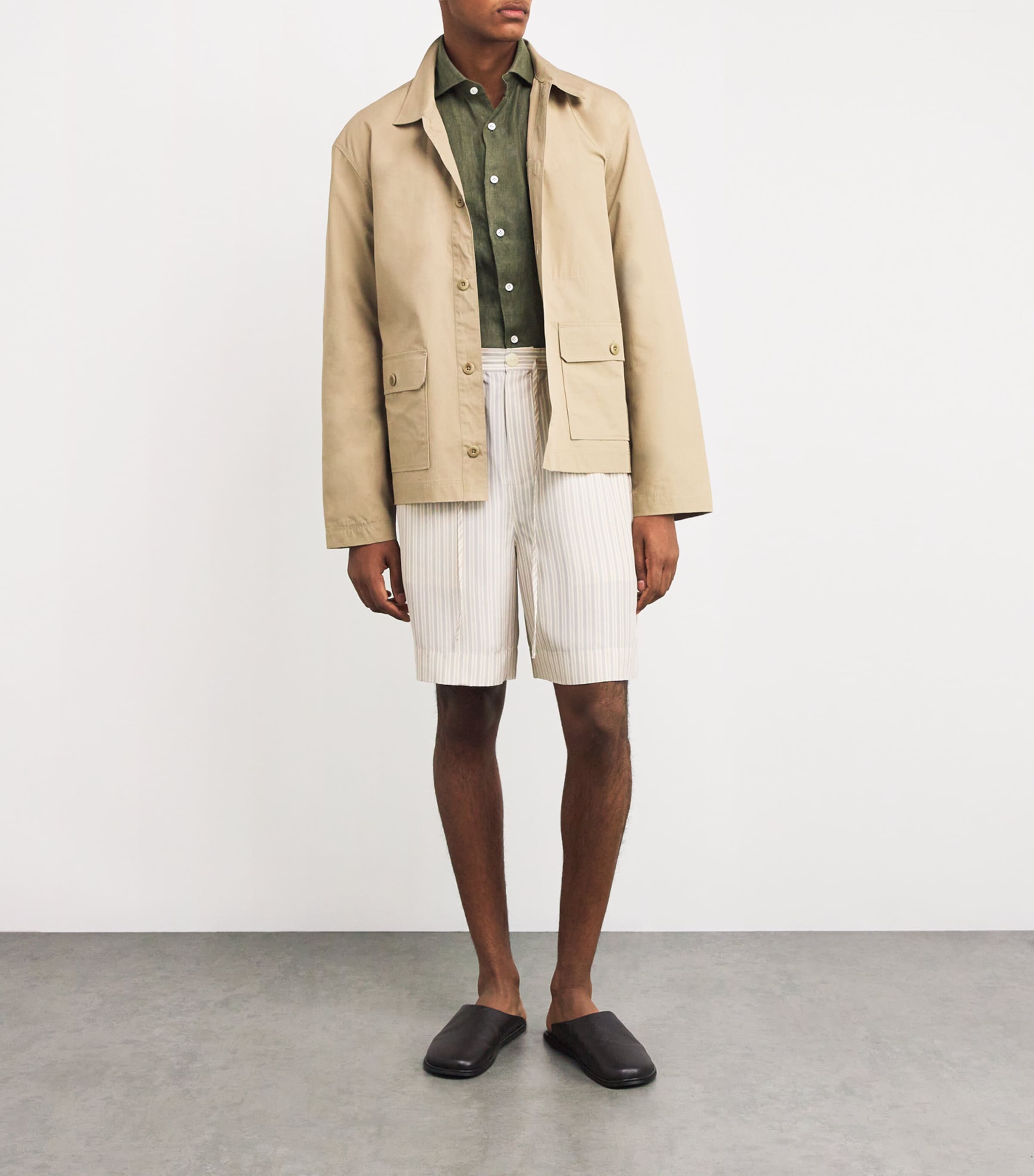 100HANDS Mens Linen Shirt Green Image 2