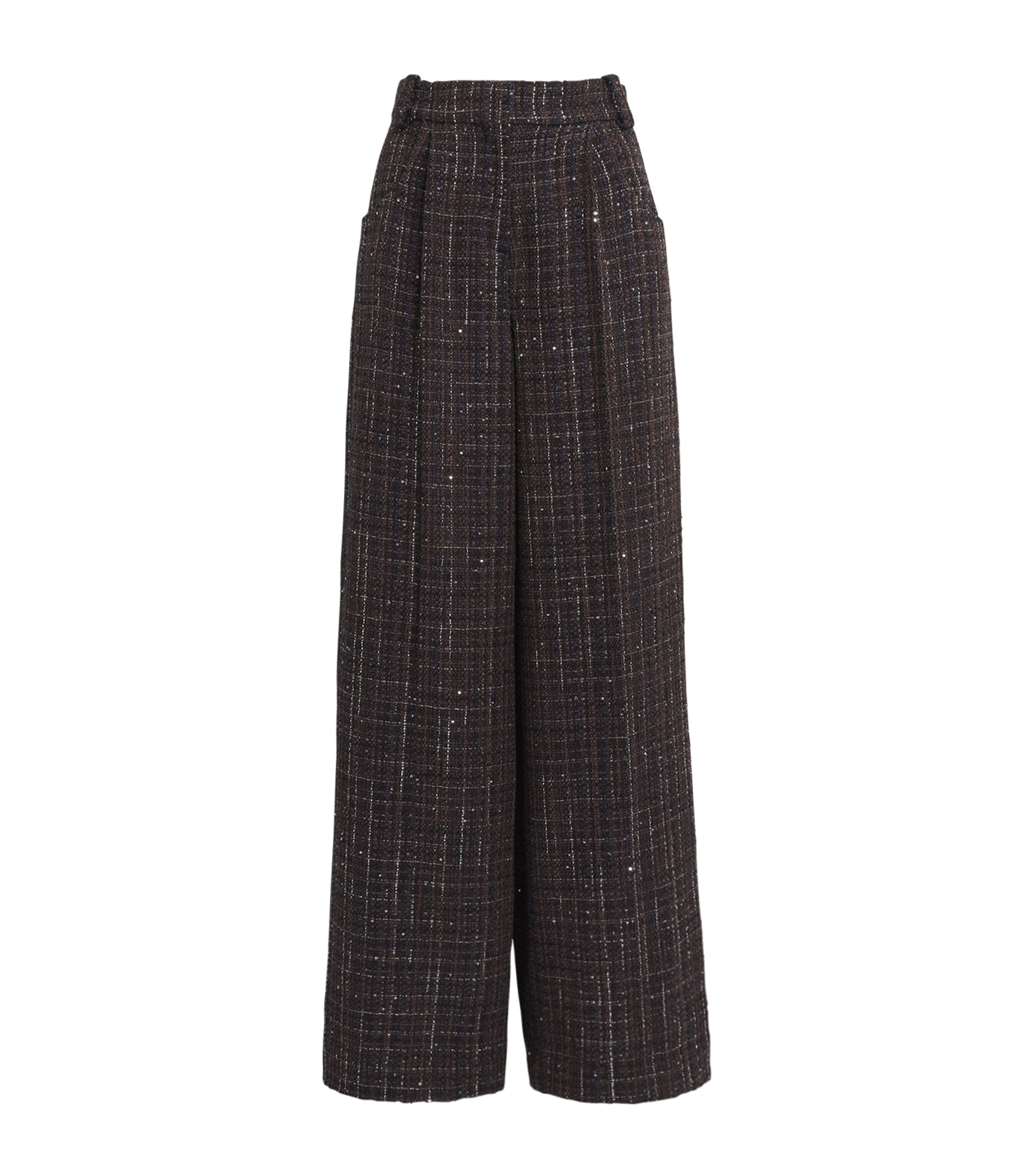 Tweed Tailored Trousers BROWN Image 1