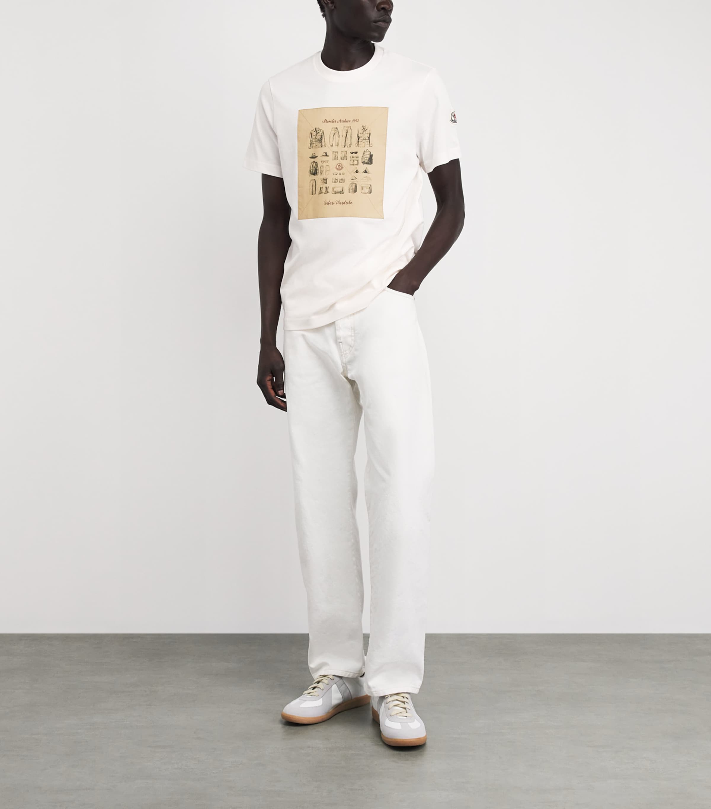Moncler White Cotton Safari Print T-Shirt | Harrods US