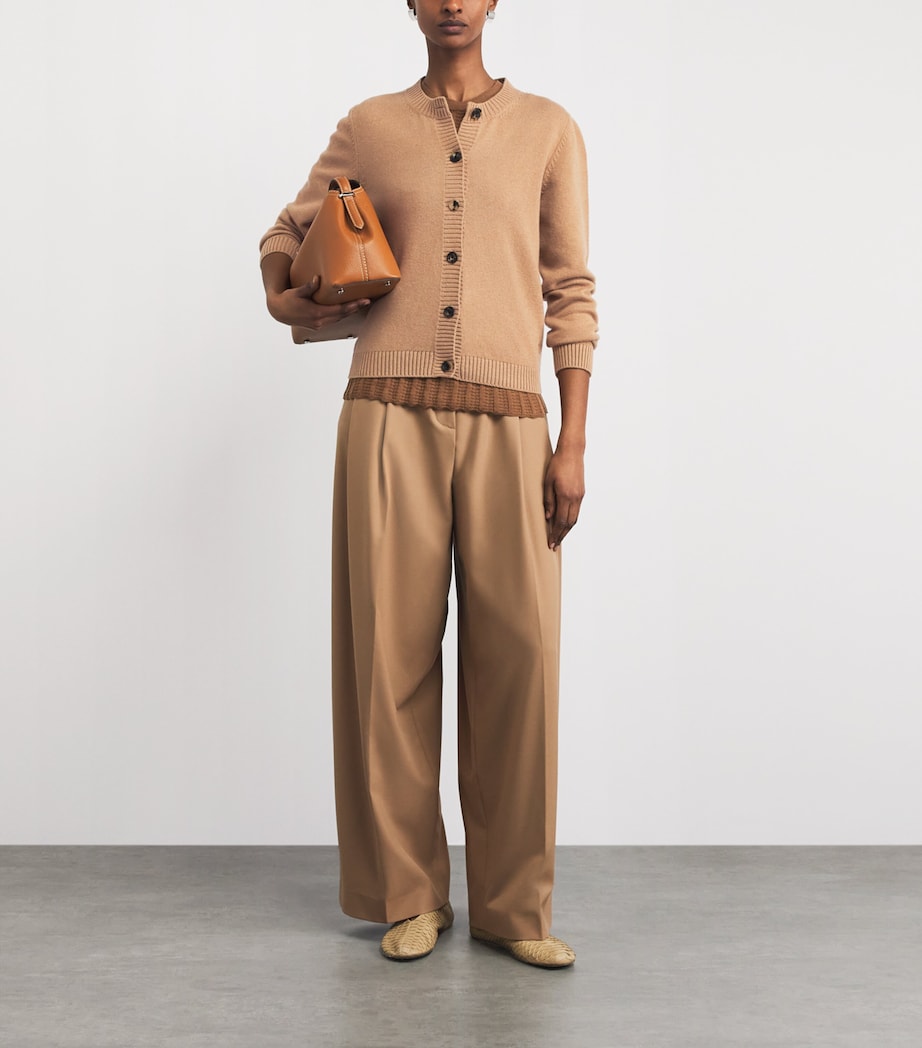 Harrods Womens Cashmere-Cotton Cardigan Brown Suagr Image 2