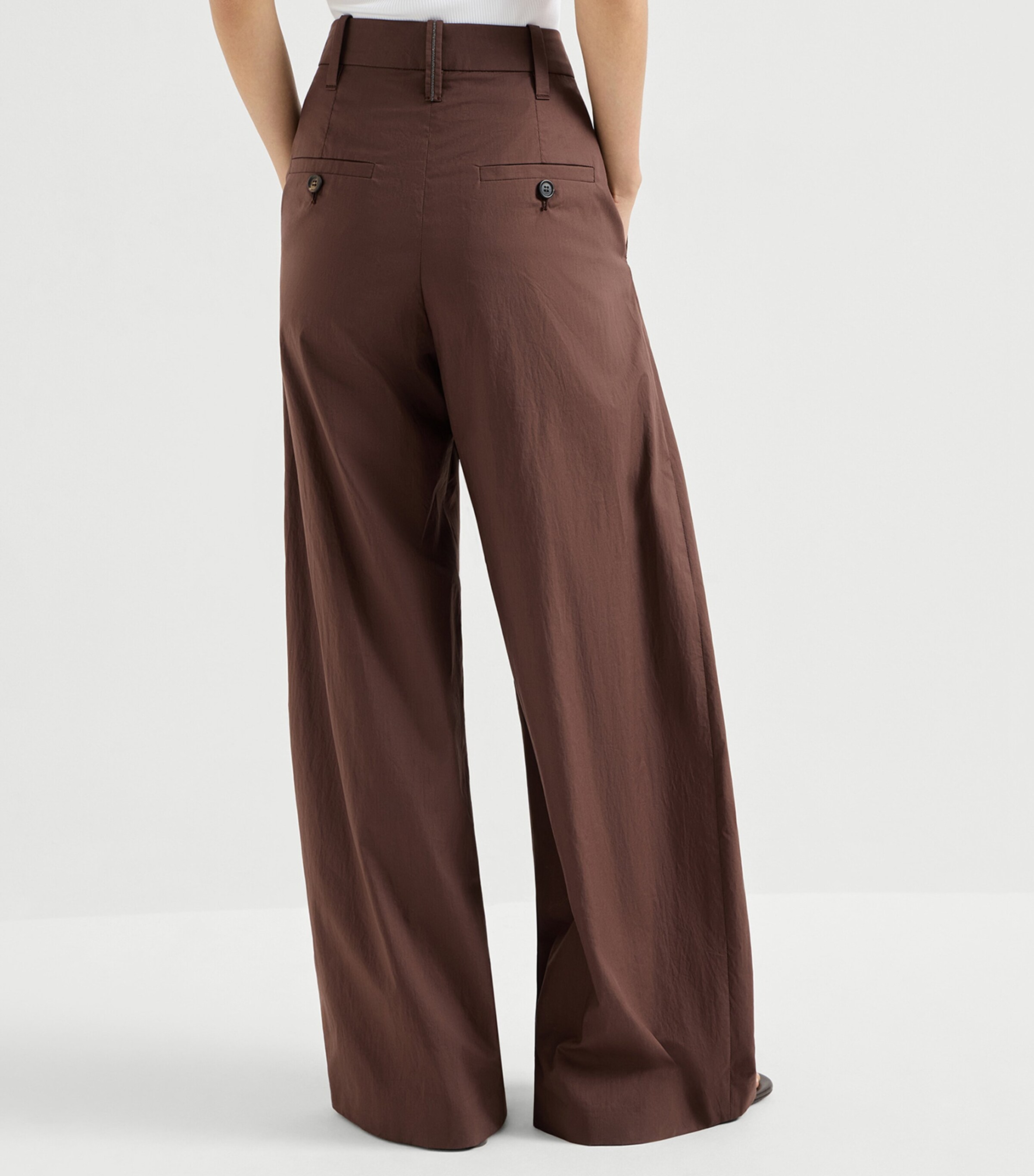 Brunello Cucinelli Womens Cotton Pleated Monili-Trim Trousers Image 5