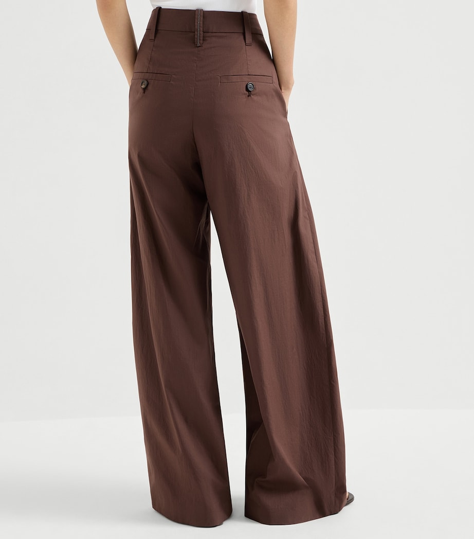 Brunello Cucinelli Womens Cotton Pleated Monili-Trim Trousers Image 5