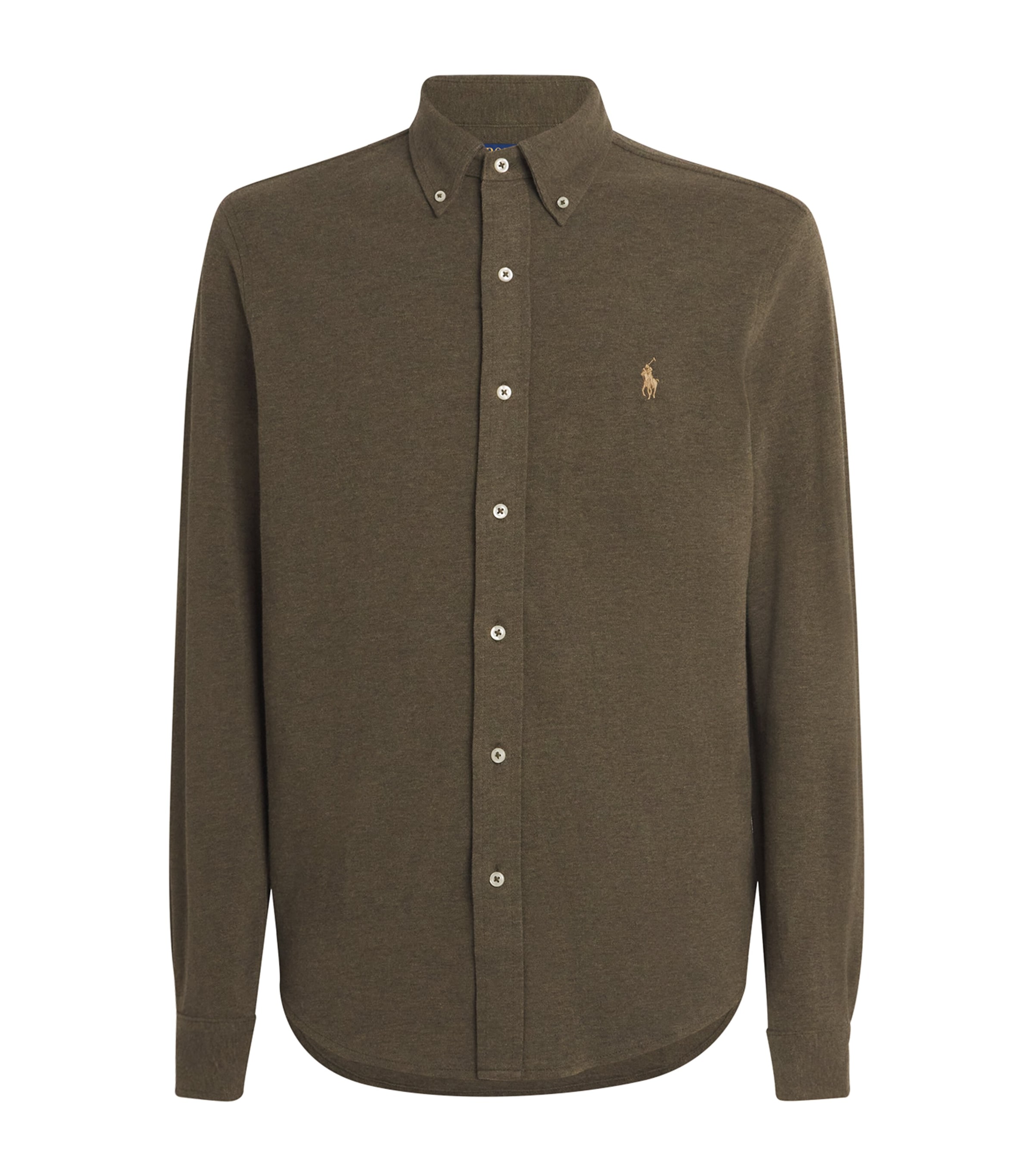 Polo Ralph Lauren Mens Cotton Featherweight Mesh Shirt Wlsn Olive Image 1