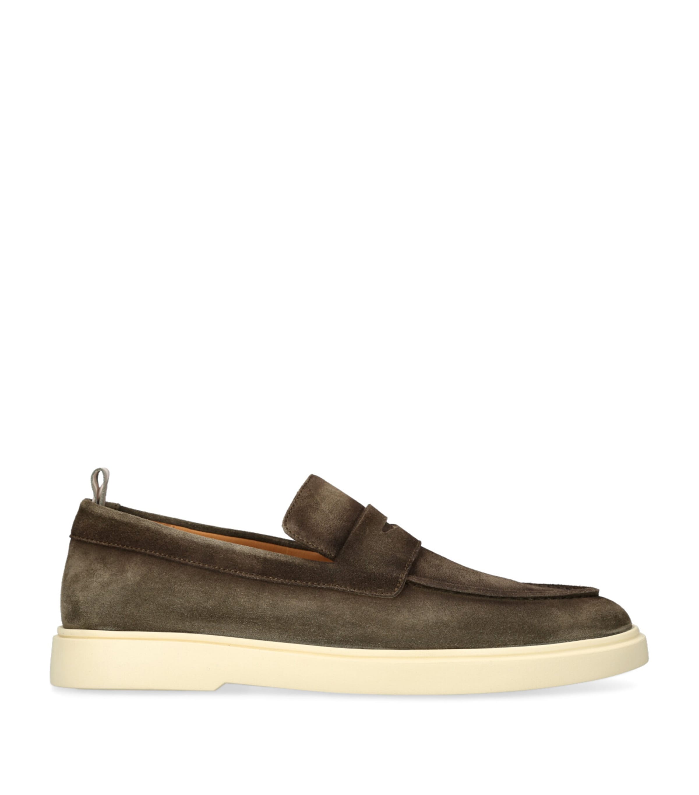 Officine Creative Suede Bones Penny Loafers In Green