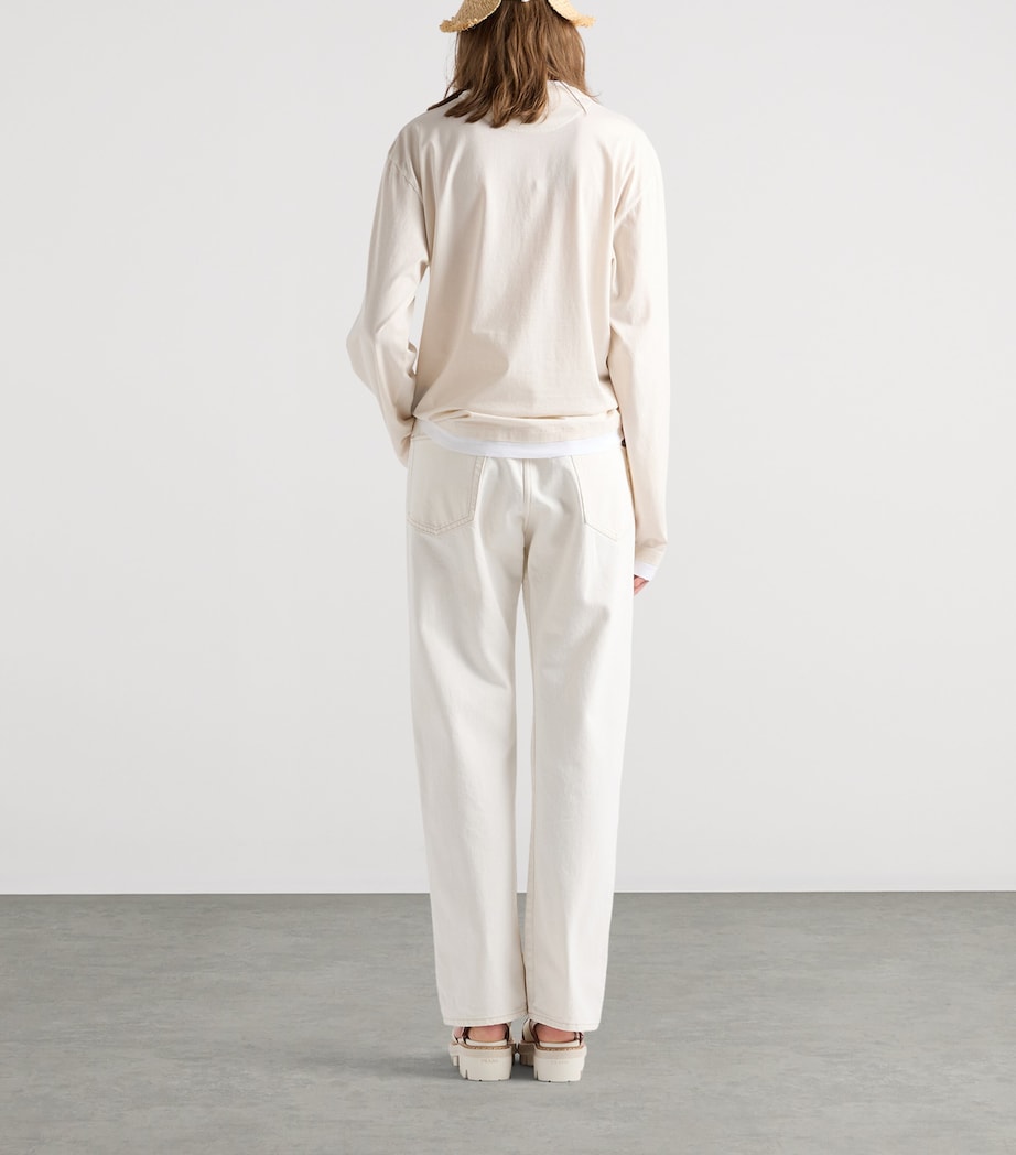 Prada Womens Old Denim Straight Jeans White Image 4