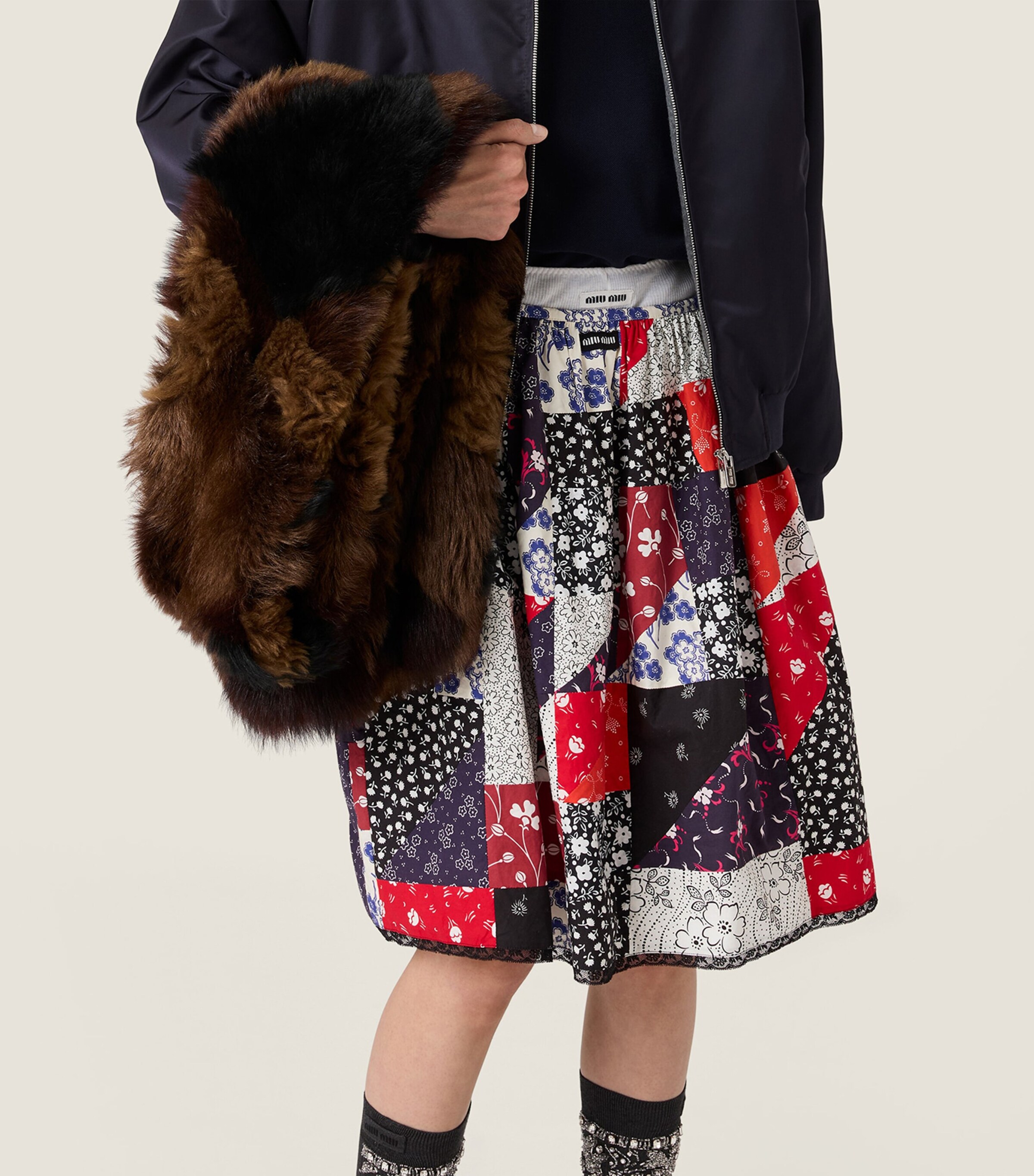 Poplin Printed Midi Skirt F0055 Image 4