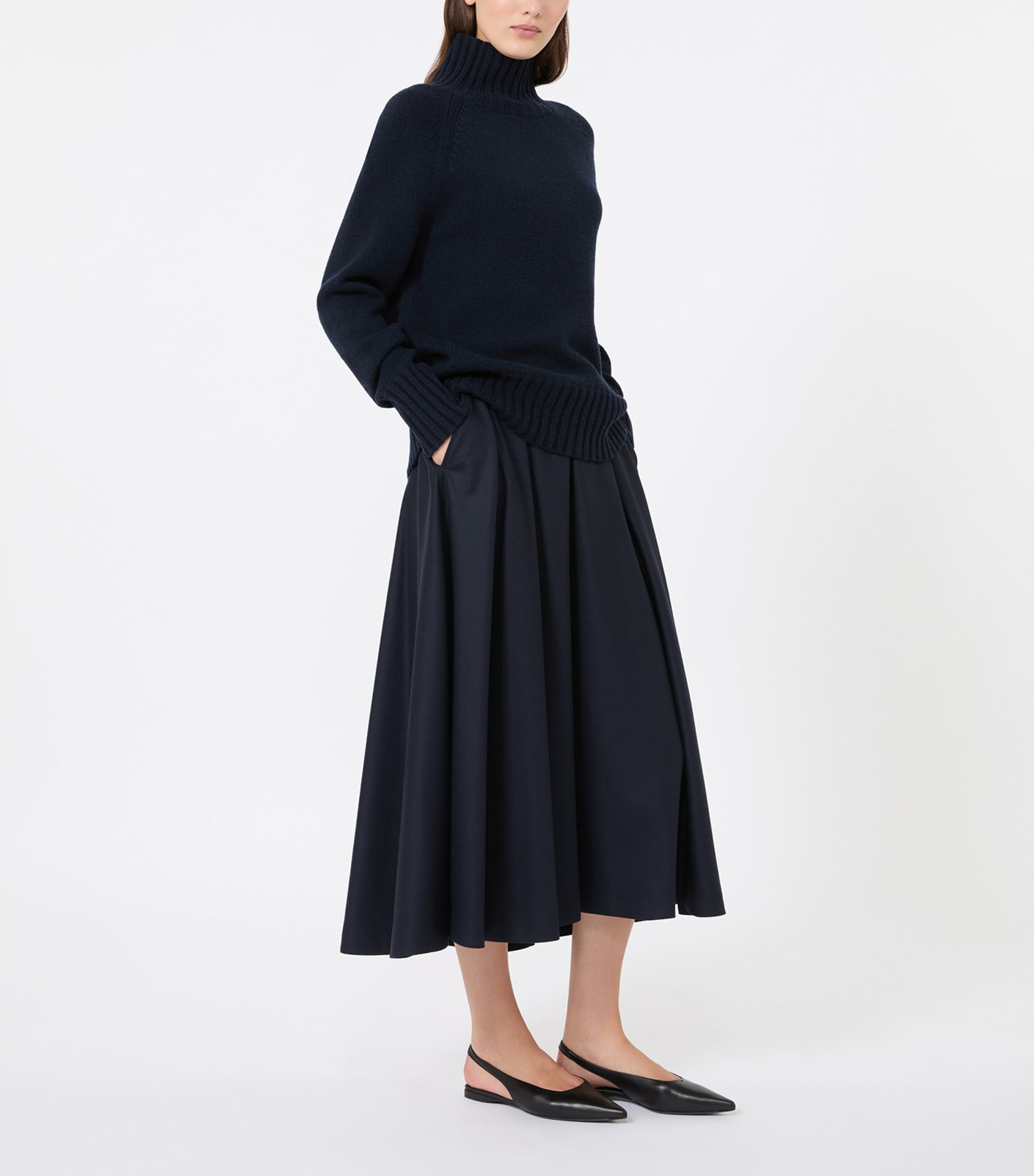 Max Mara Womens Virgin Wool Midi Skirt Midnightblue Image 2