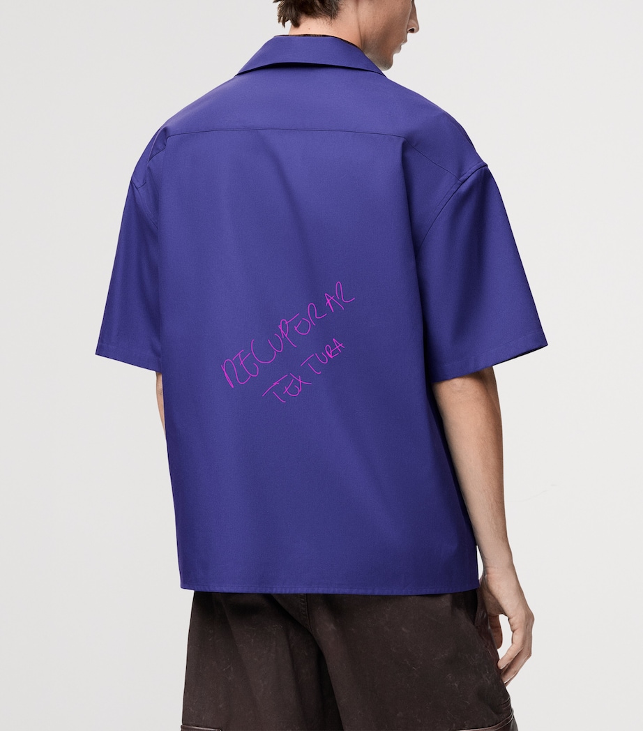 LOEWE Mens Cotton Anagram Shirt Indigo Blue Image 4