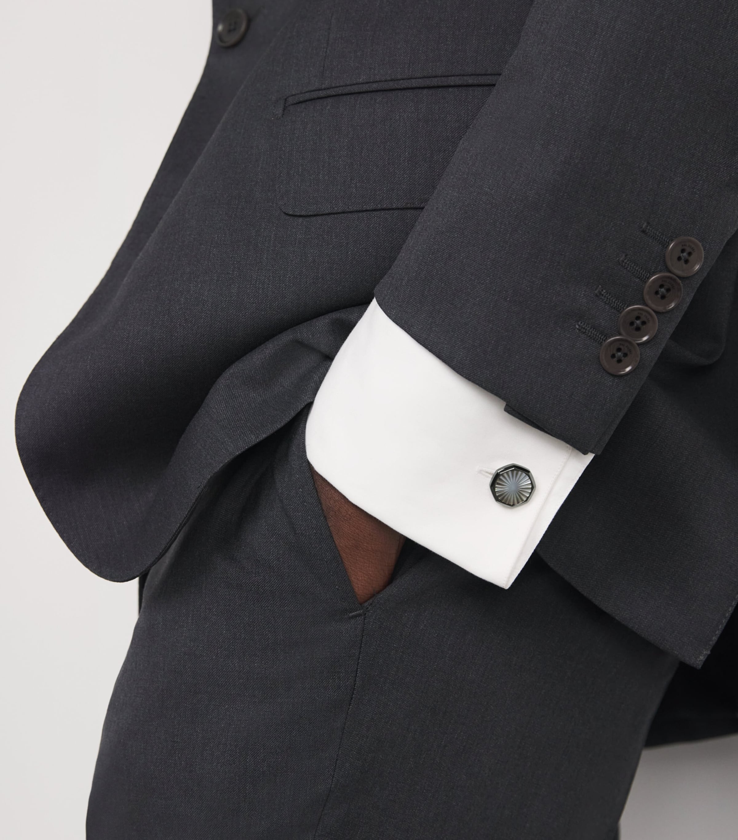 Tateossian Gunmetal Mother-Of-Pearl Sunbursts Cufflinks Grey Image 2
