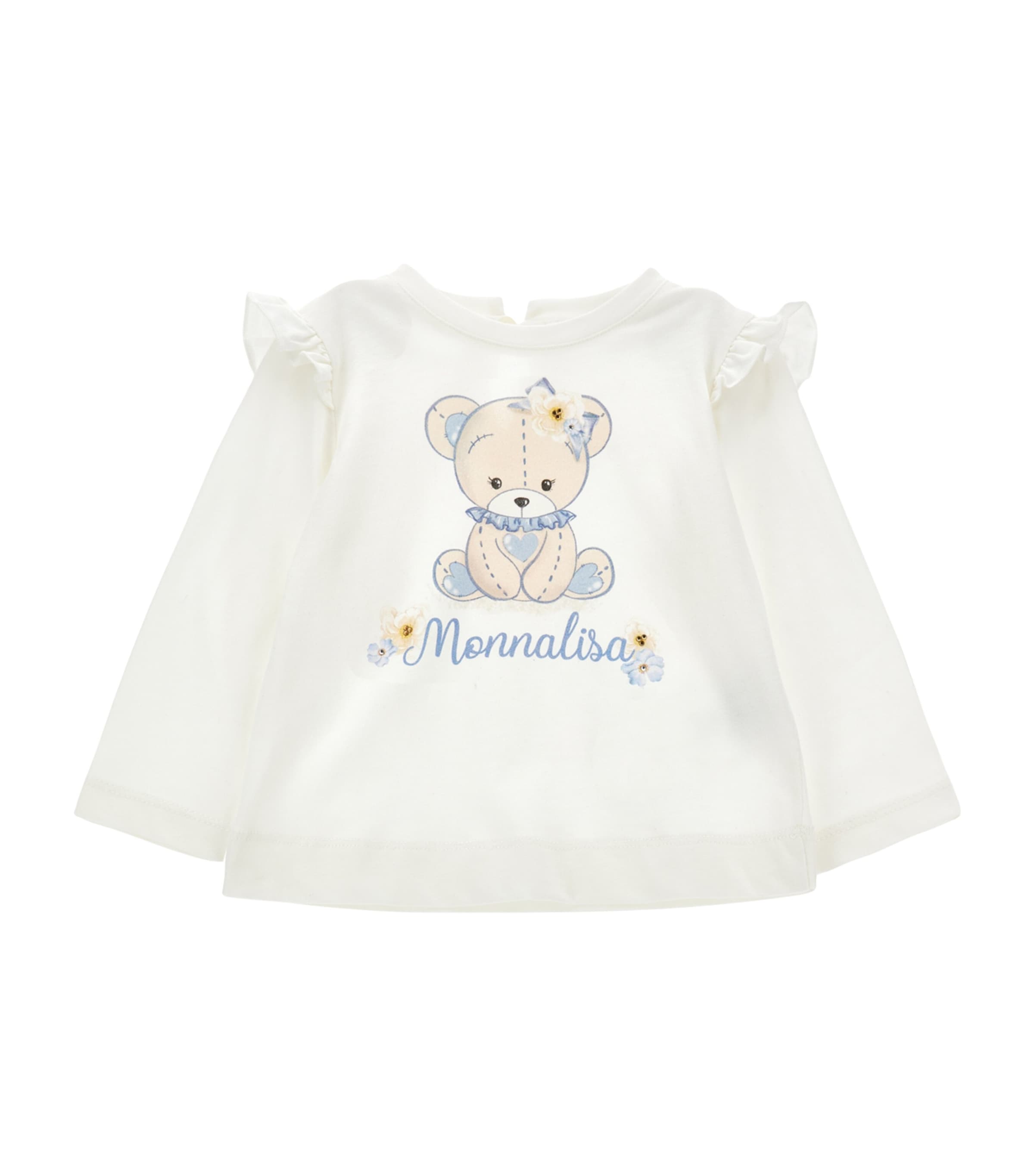 Monnalisa Cotton Teddy Bear Top In White