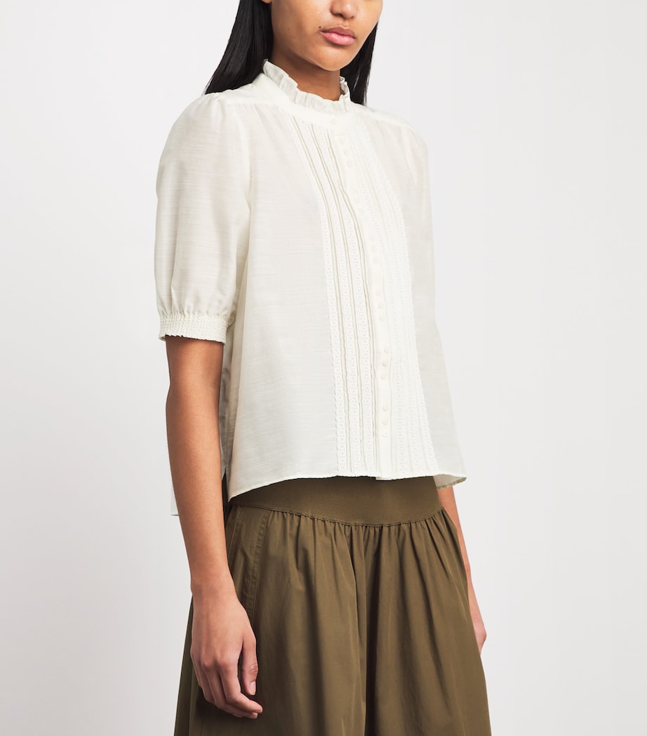 ME+EM Womens Cotton-Silk Pintuck Blouse Soft White Image 4