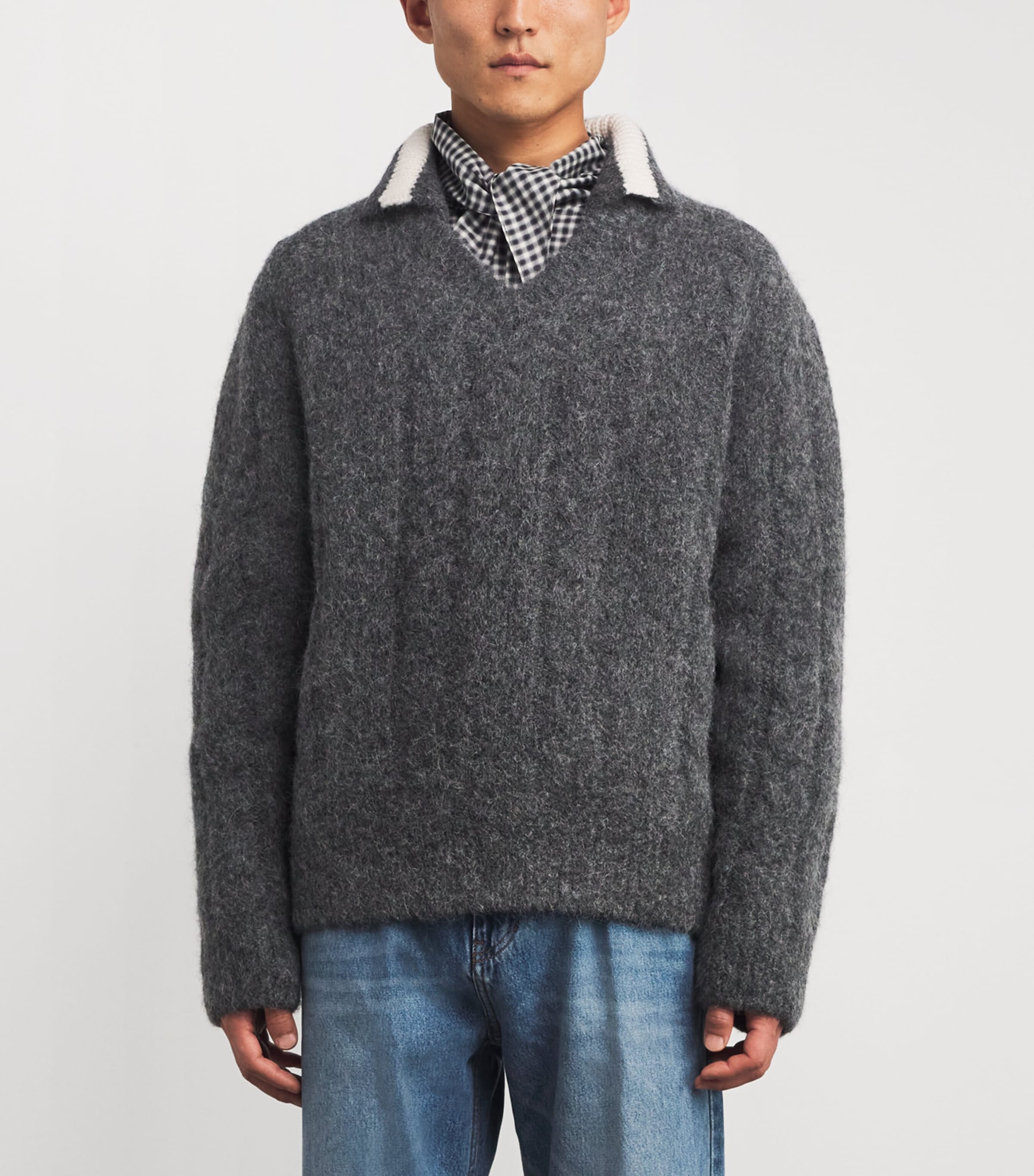 Wool-Blend Polo Sweater GREY GY Image 3