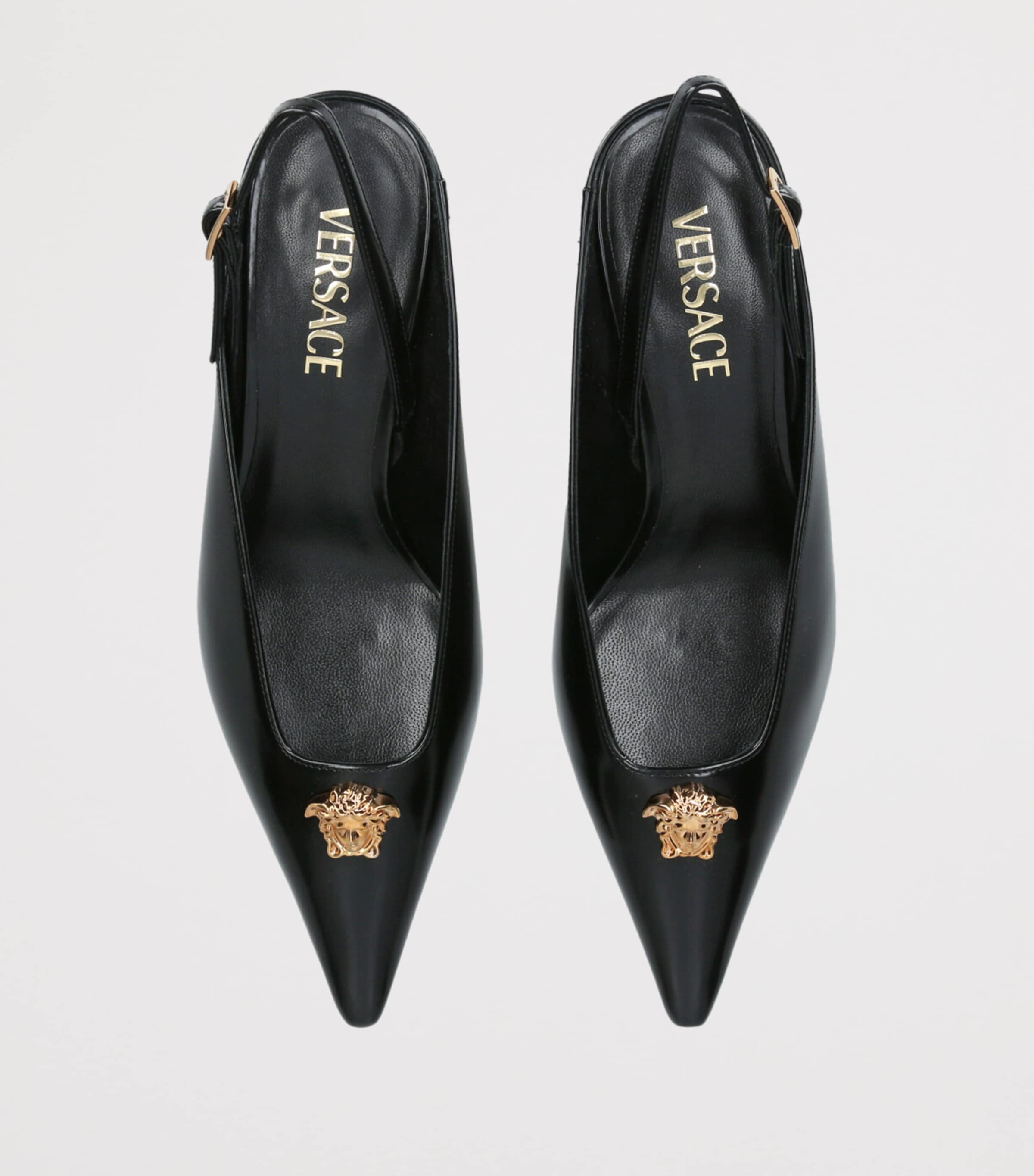 Leather La Medusa Slingback Pumps 55 BLACK Image 4