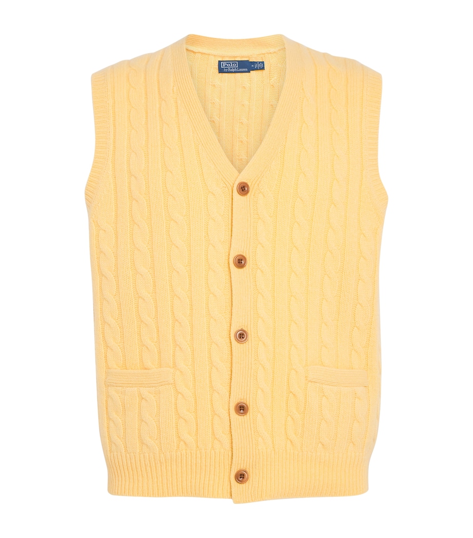 Wool-Cashmere Cable-Knit Sweater Vest YELLOW Image 1