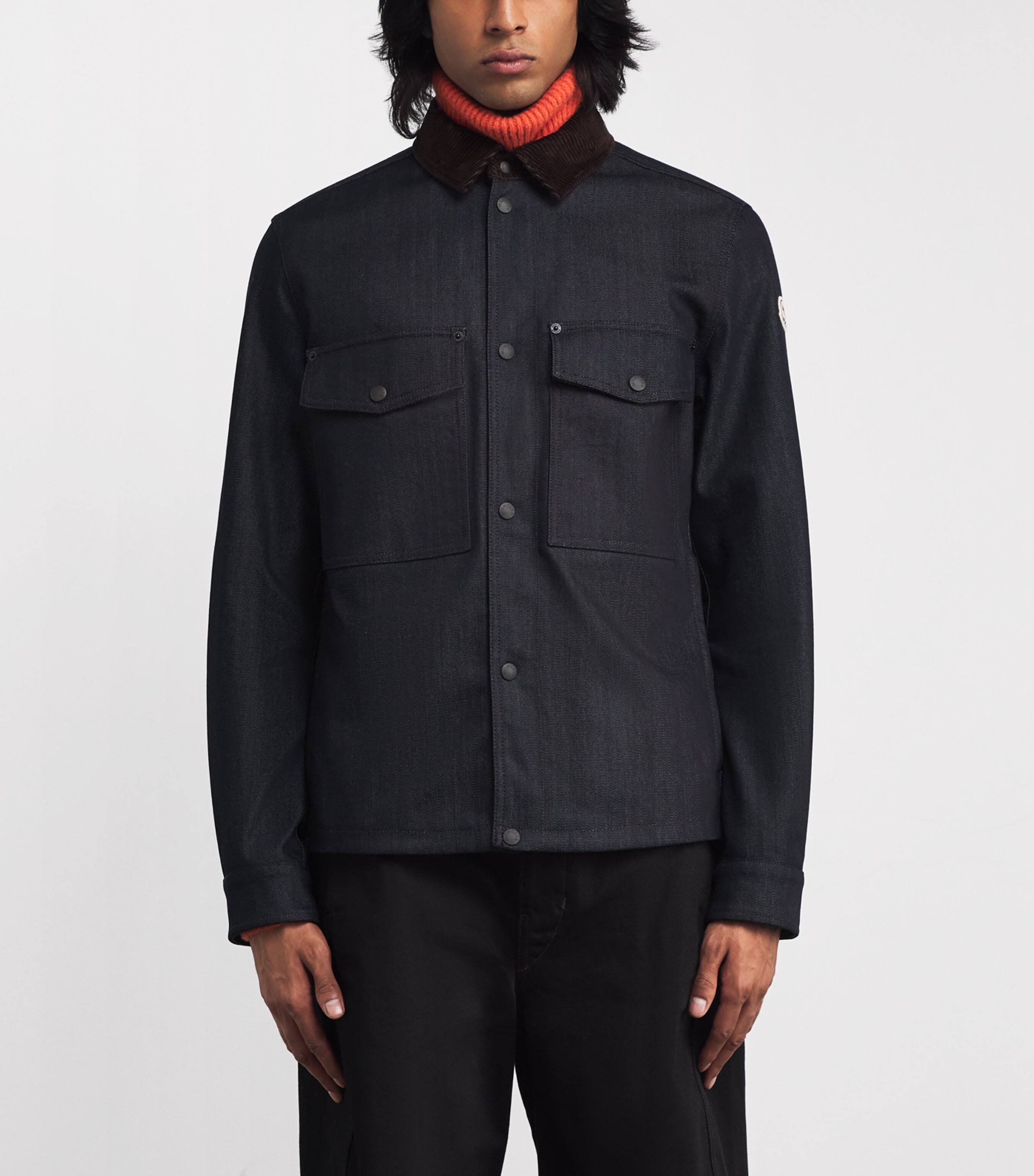 Corduroy-Trim Denim Shirt Jacket 76C Image 3