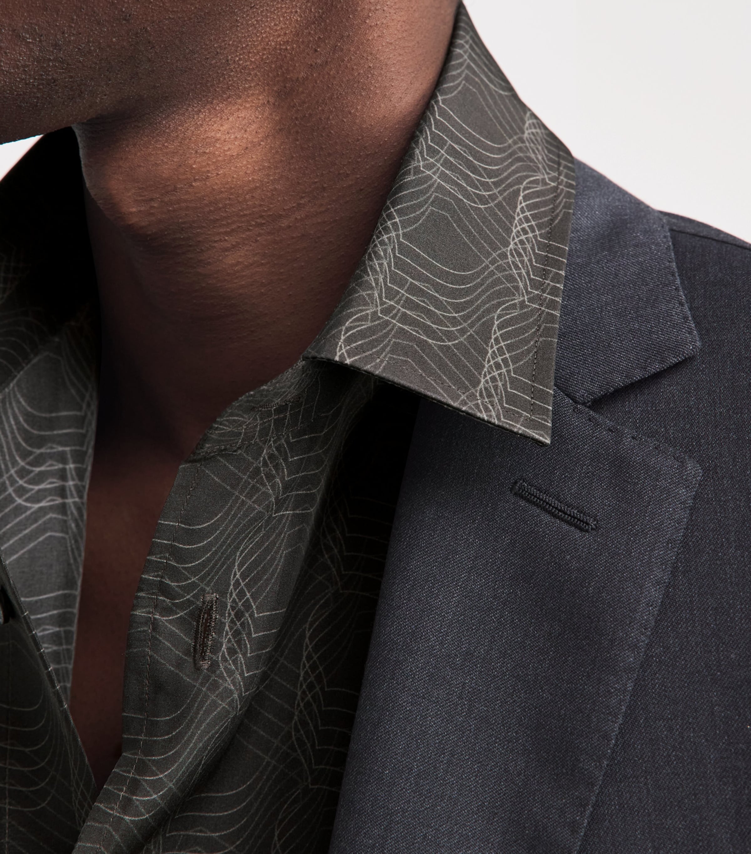 Corneliani Mens Silk Geometric Print Shirt Dark Brown Image 3