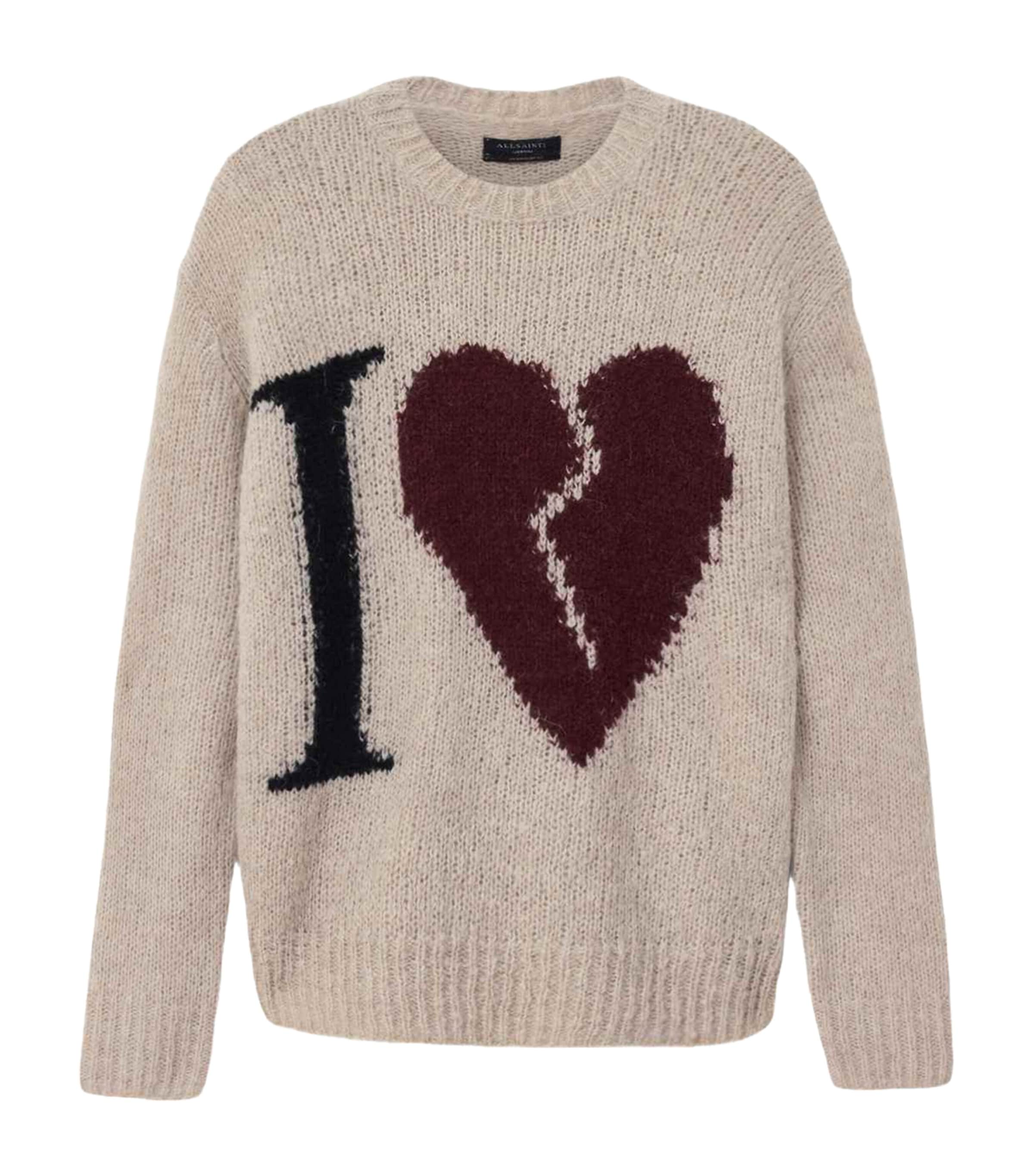 AllSaints Mens Wool-Blend Lover Sweater Pebble Brown Image 1