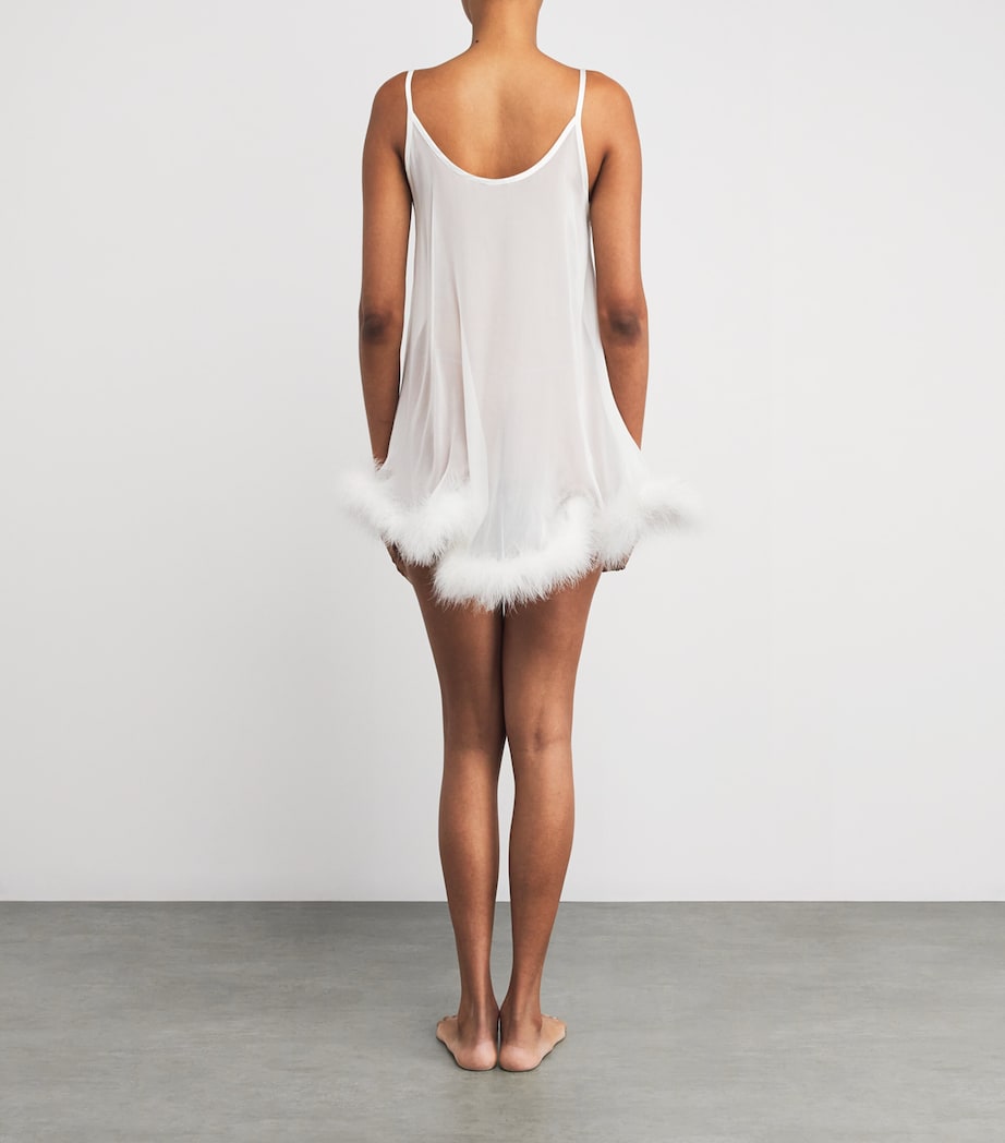 Silk Feather-Trim Sheer Diana Babydoll Nightdress IVORY Image 3