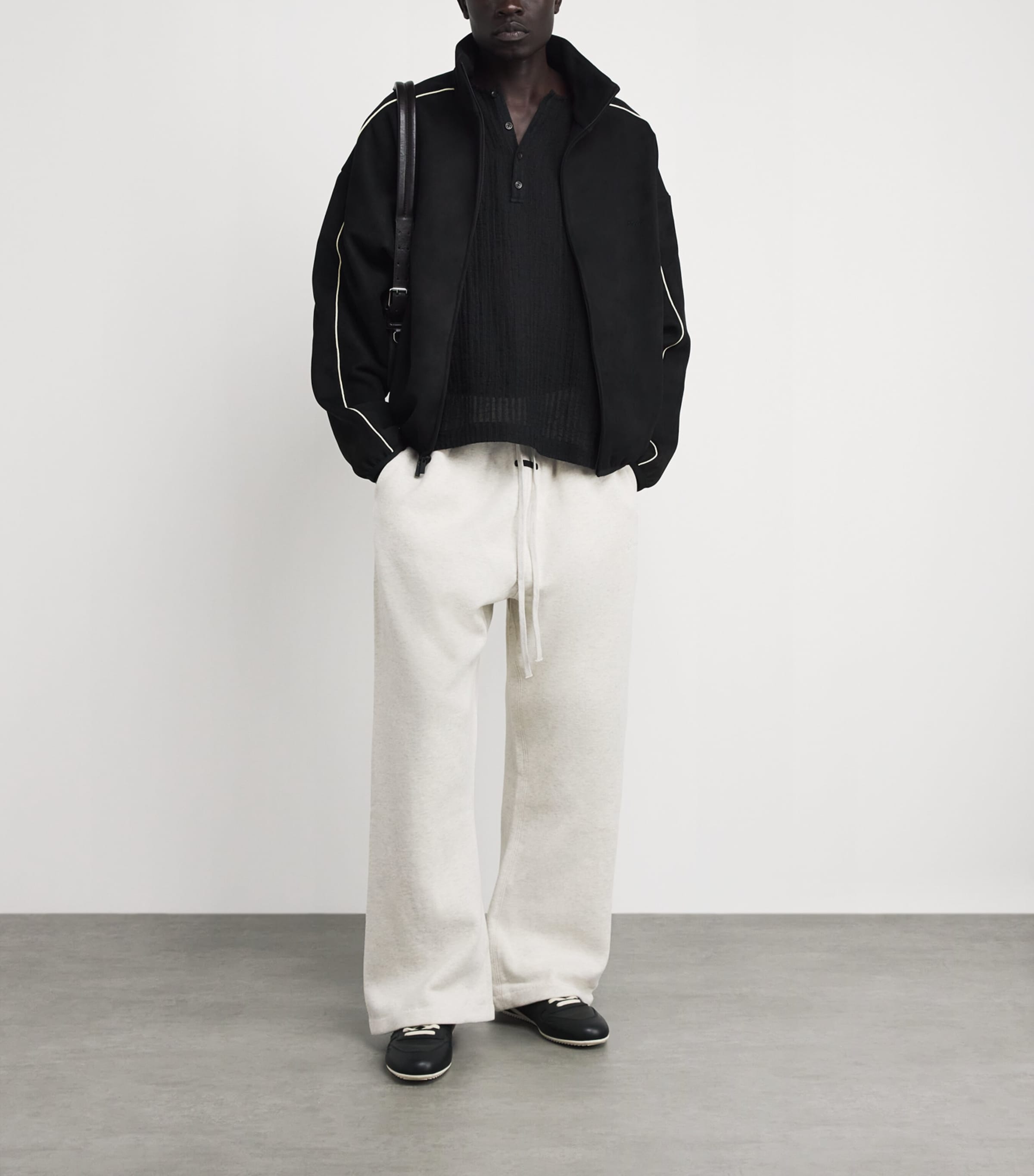 FEAR OF GOD ESSENTIALS Mens Cotton-Blend Signature Flared Sweatpants Oatml Hthr/lght Hthr Image 2
