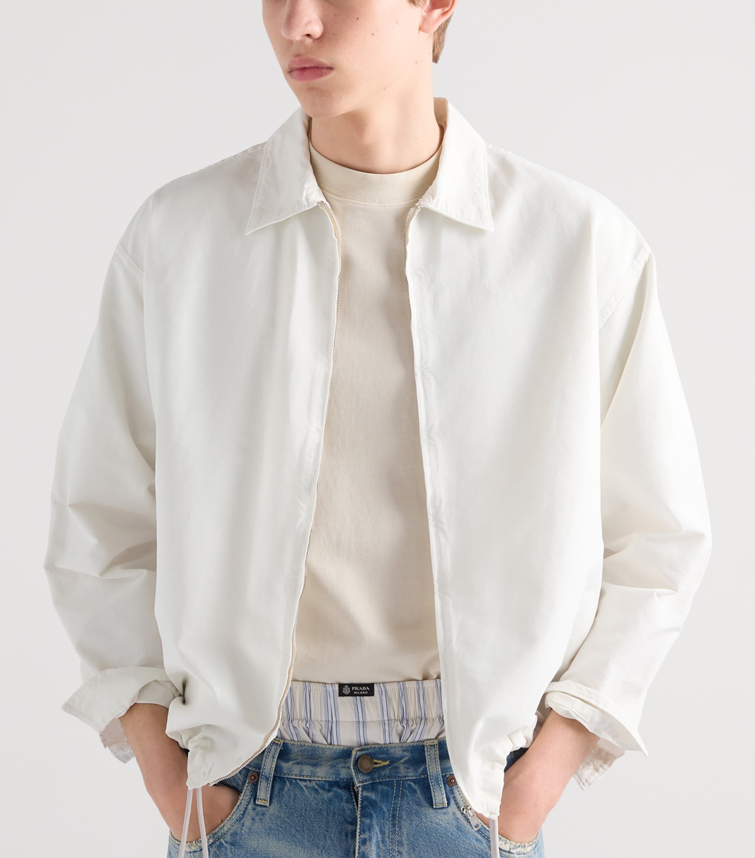 Prada Mens Cotton Blouson Field Jacket Neutral Image 4